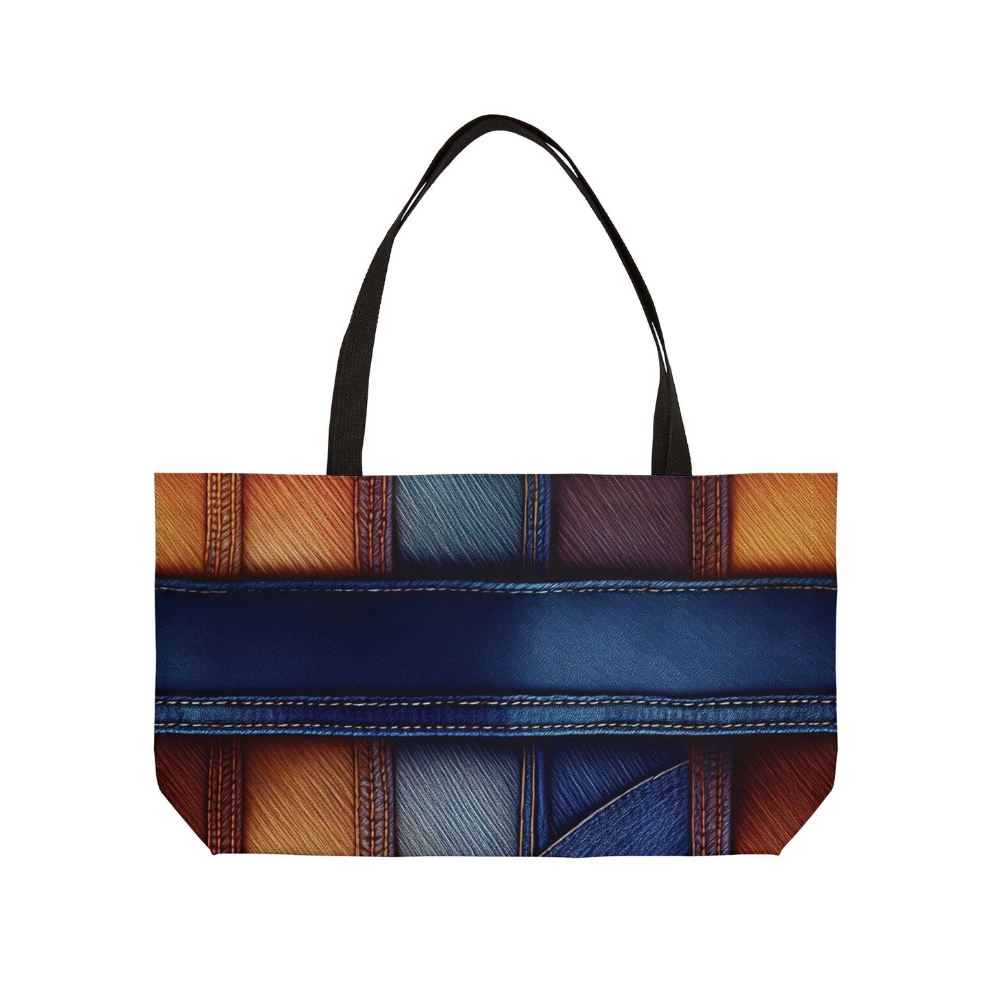 Denim Print Weekender Bag High-Quality 100% Spun Polyester 24x13 Canvas Bag 8