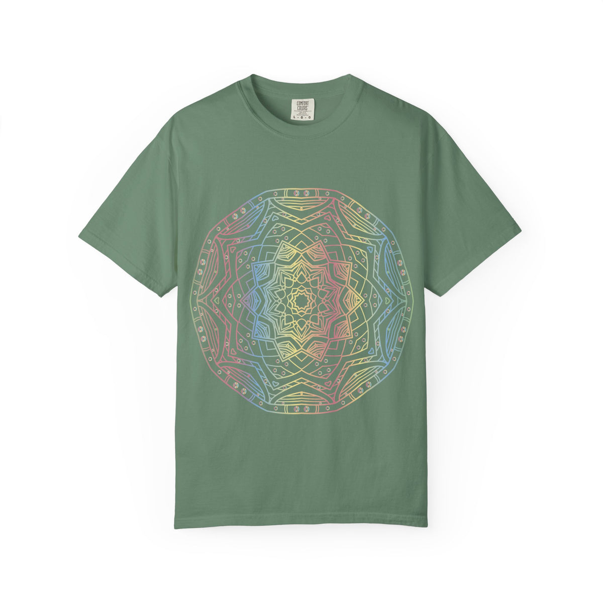 Unisex Garment Dyed Cotton T-Shirt with Mandala Graphic Design