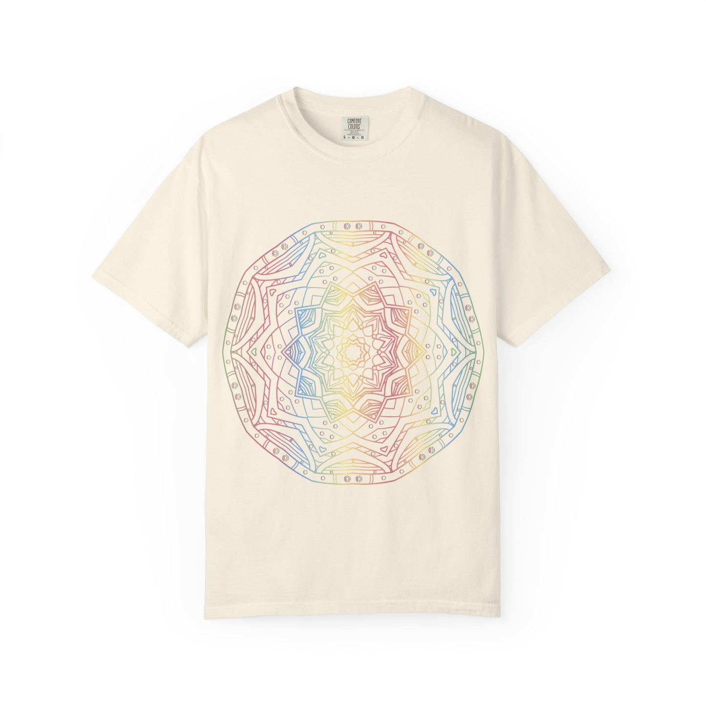 Unisex Garment Dyed Cotton T-Shirt with Mandala Graphic Design