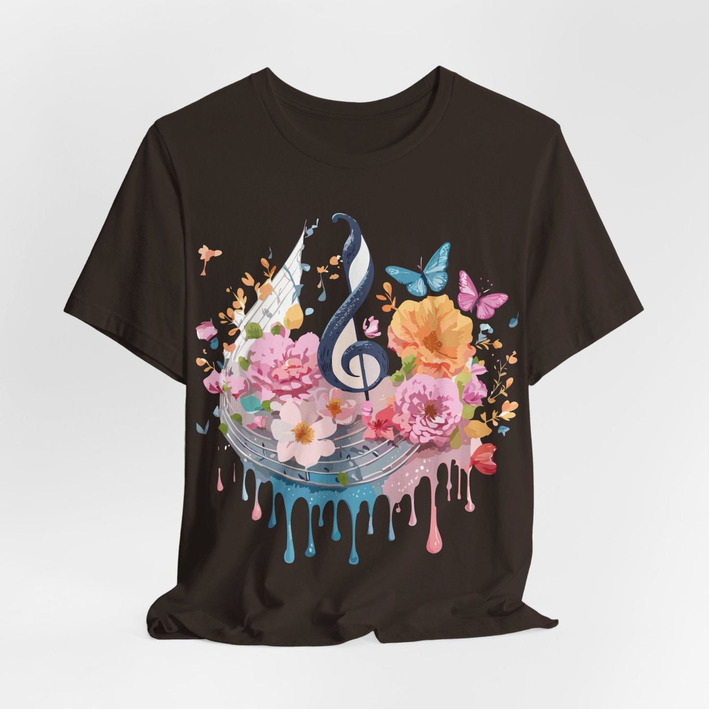 Music Graphic Unisex 100 Cotton Vintage Art with Musical Elements Tee 125