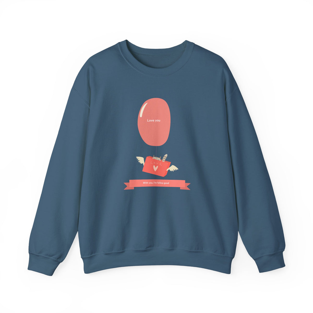 Cat Graphic Valentine's Day Sweatshirt Unisex 50/50 Cotton-Poly Animal Sweatshirt w15