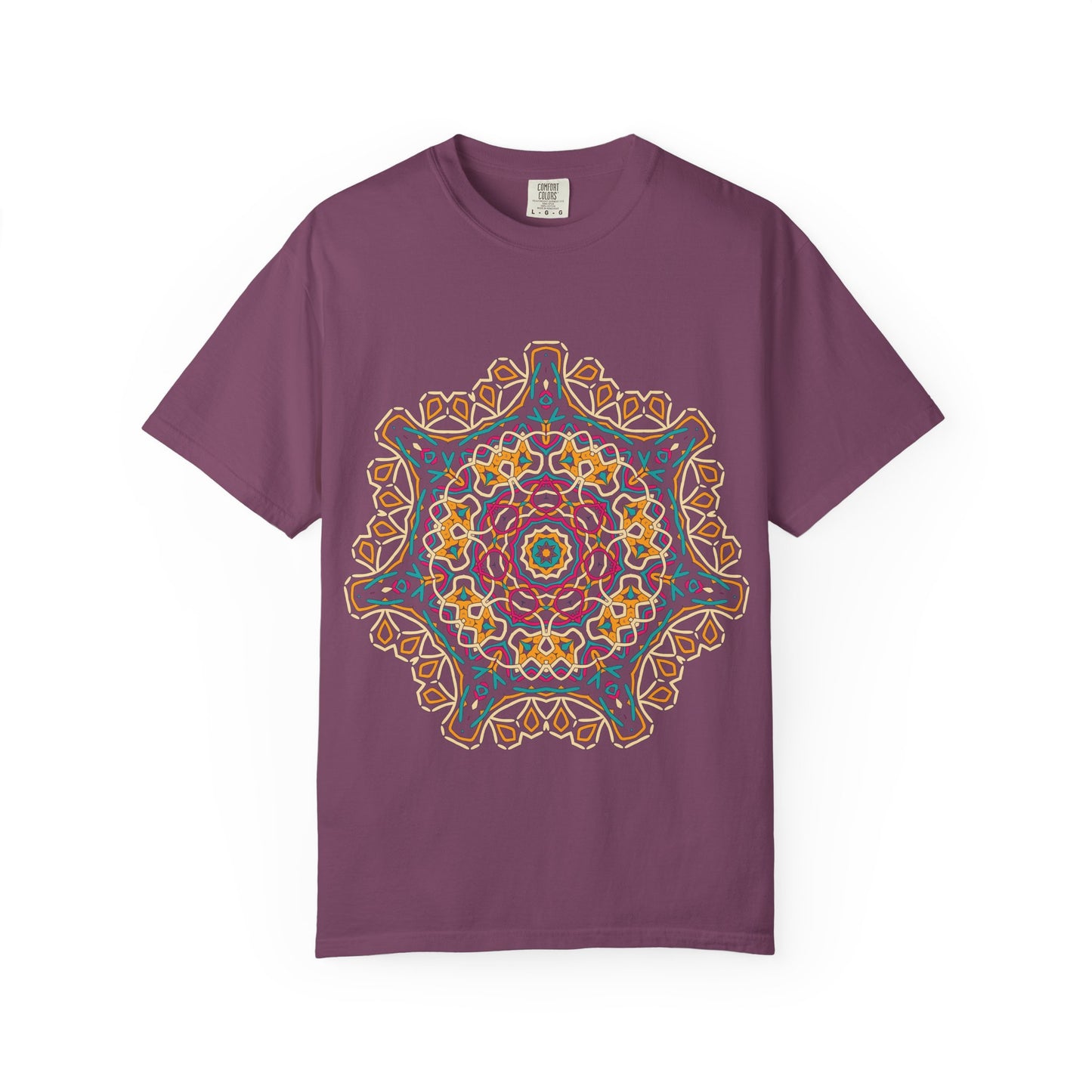 Unisex Garment Dyed Cotton T-Shirt with Mandala Graphic Design