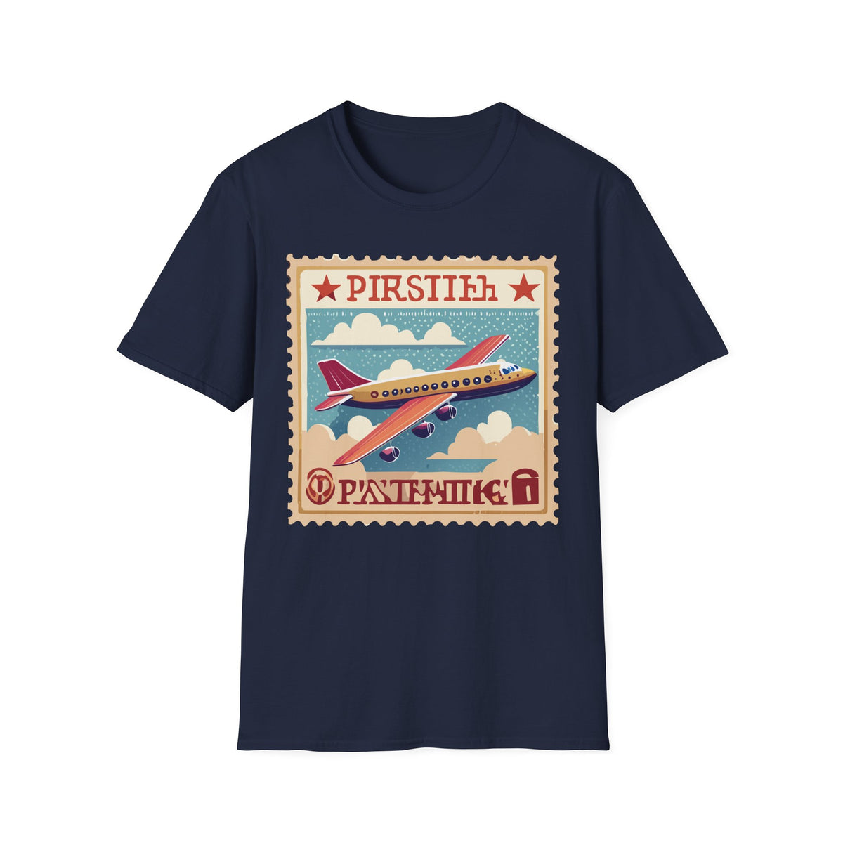 Vintage Airplane Stamp design T-Shirt | Retro Travel Plane Graphic Tee