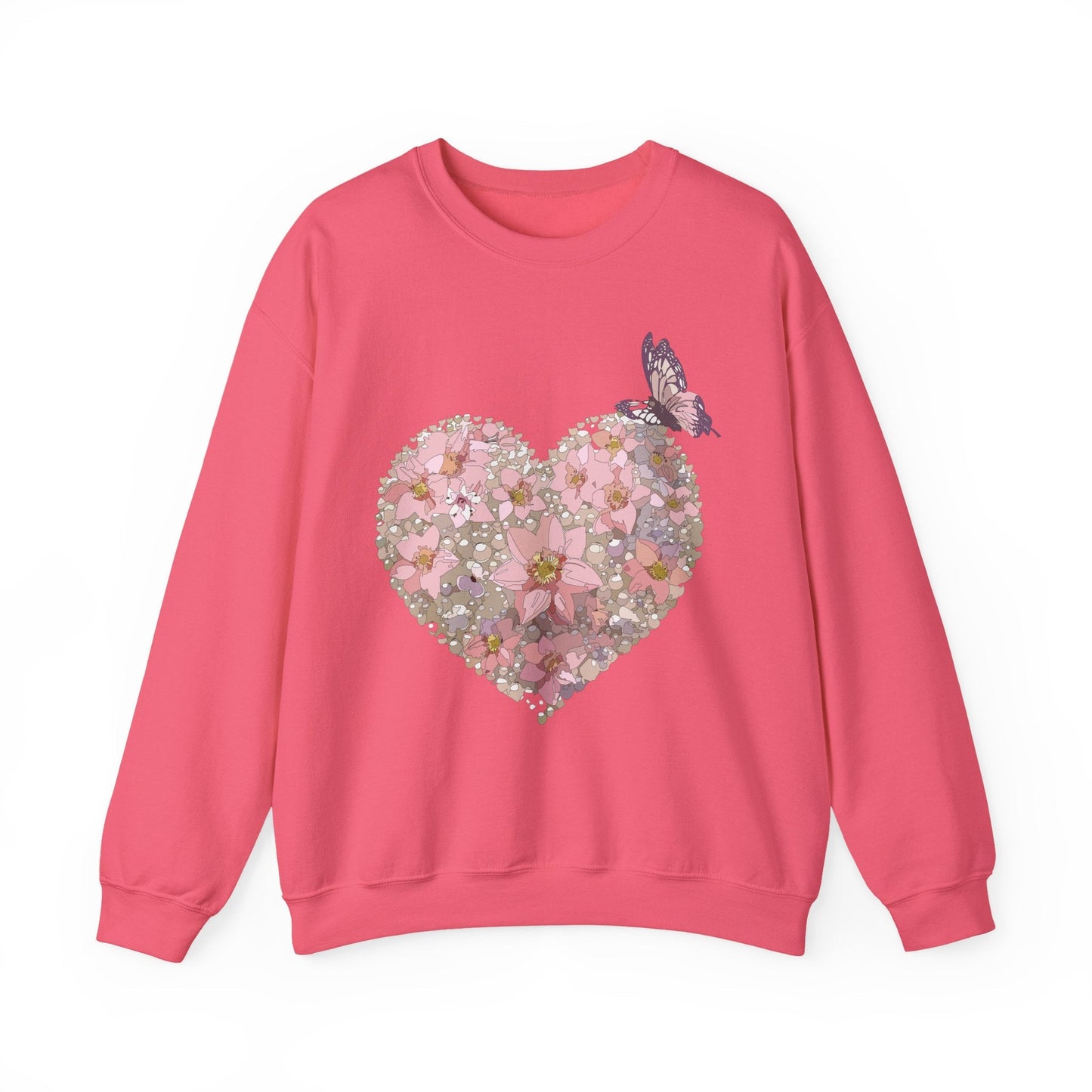 Unisex Floral Heart Sweatshirt Floral Love Valentines Day Gildan 18000 Heavy Blend Crewneck