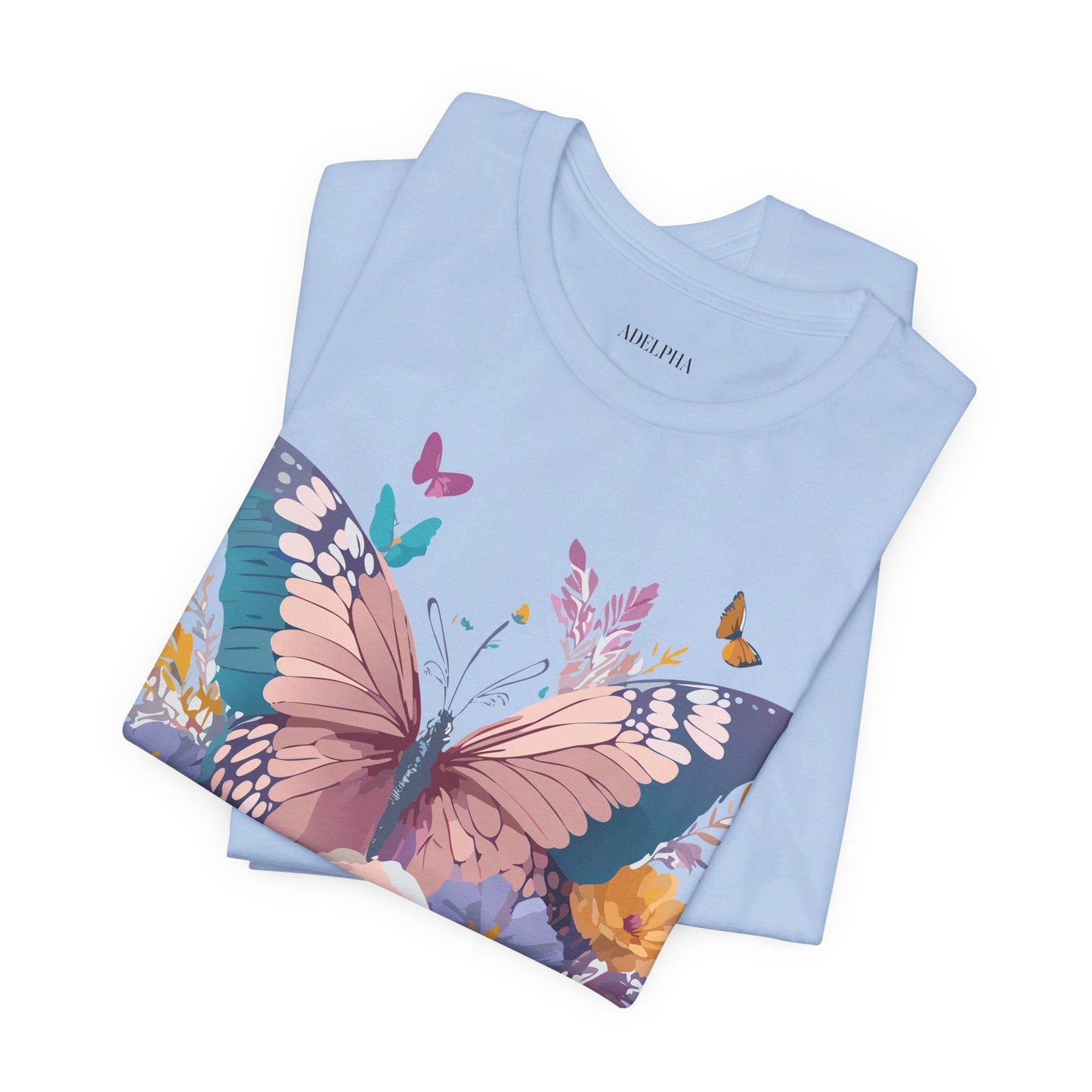 Butterfly Graphic Unisex 100 Cotton Lightweight Vintage Floral Design Jersey Tee 44