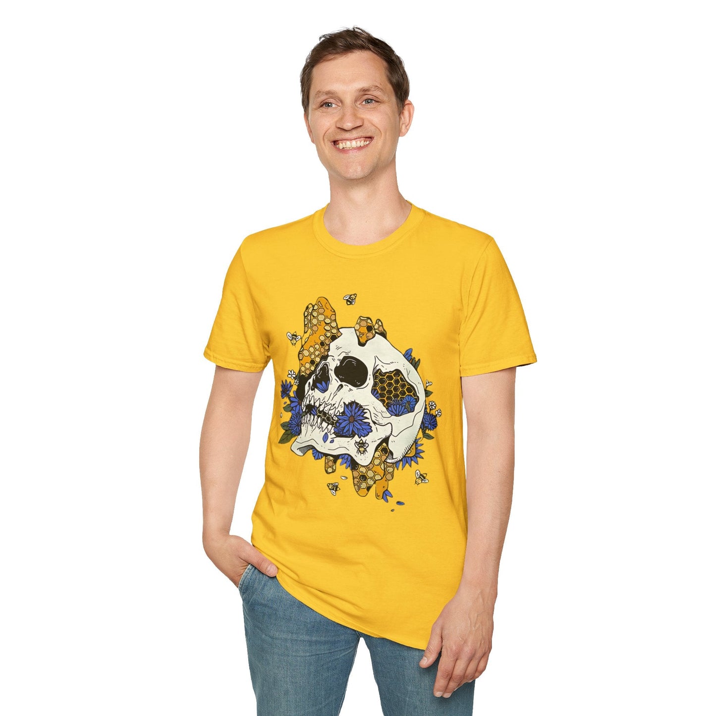 Skull Tee Shirt Unisex Skeleton Design Gildan Softstyle 64000 100 Percent Ring Spun Cotton Tee