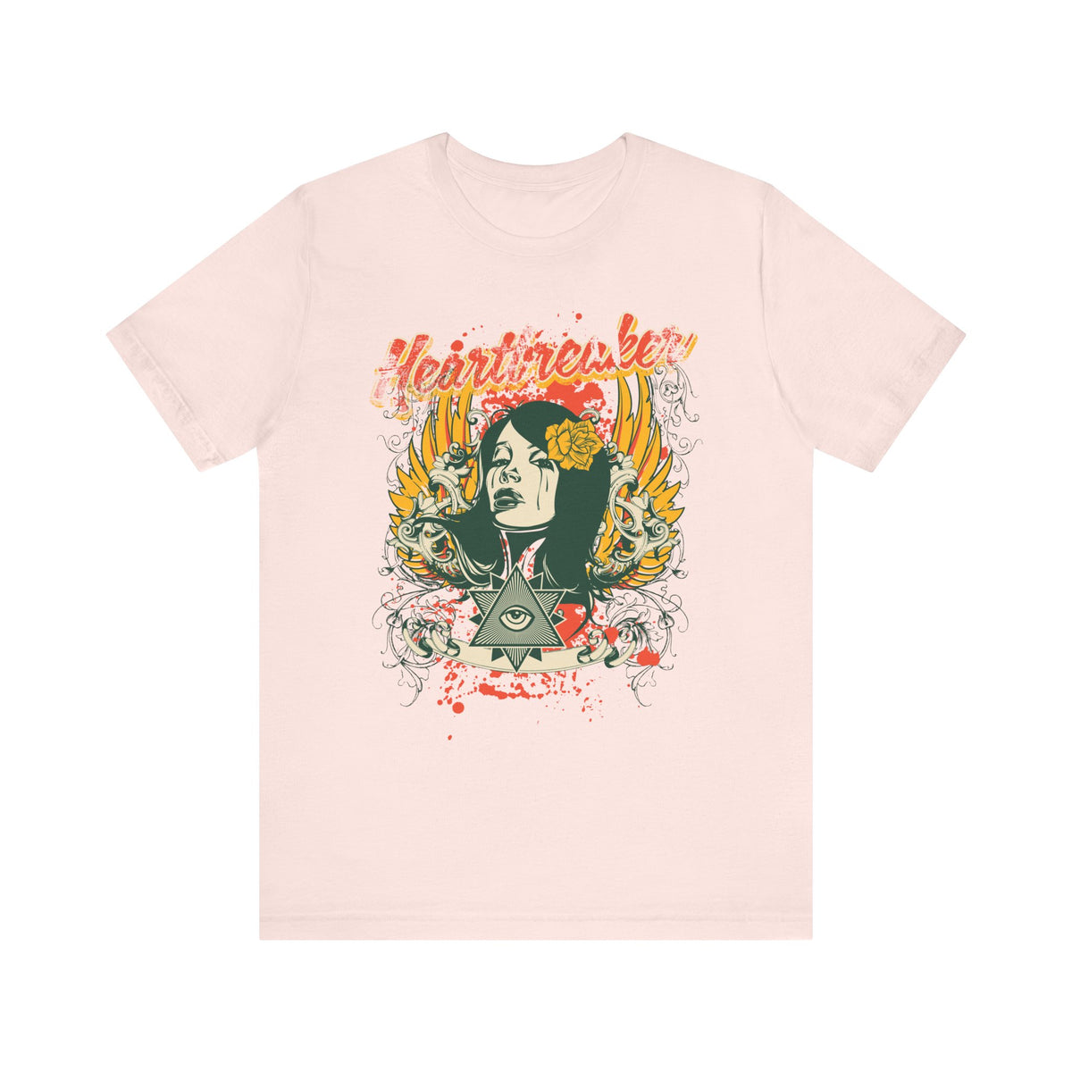 Heartbreaker Illustration Tee Retro Femme Portrait Floral Skull Graphic T-Shirt