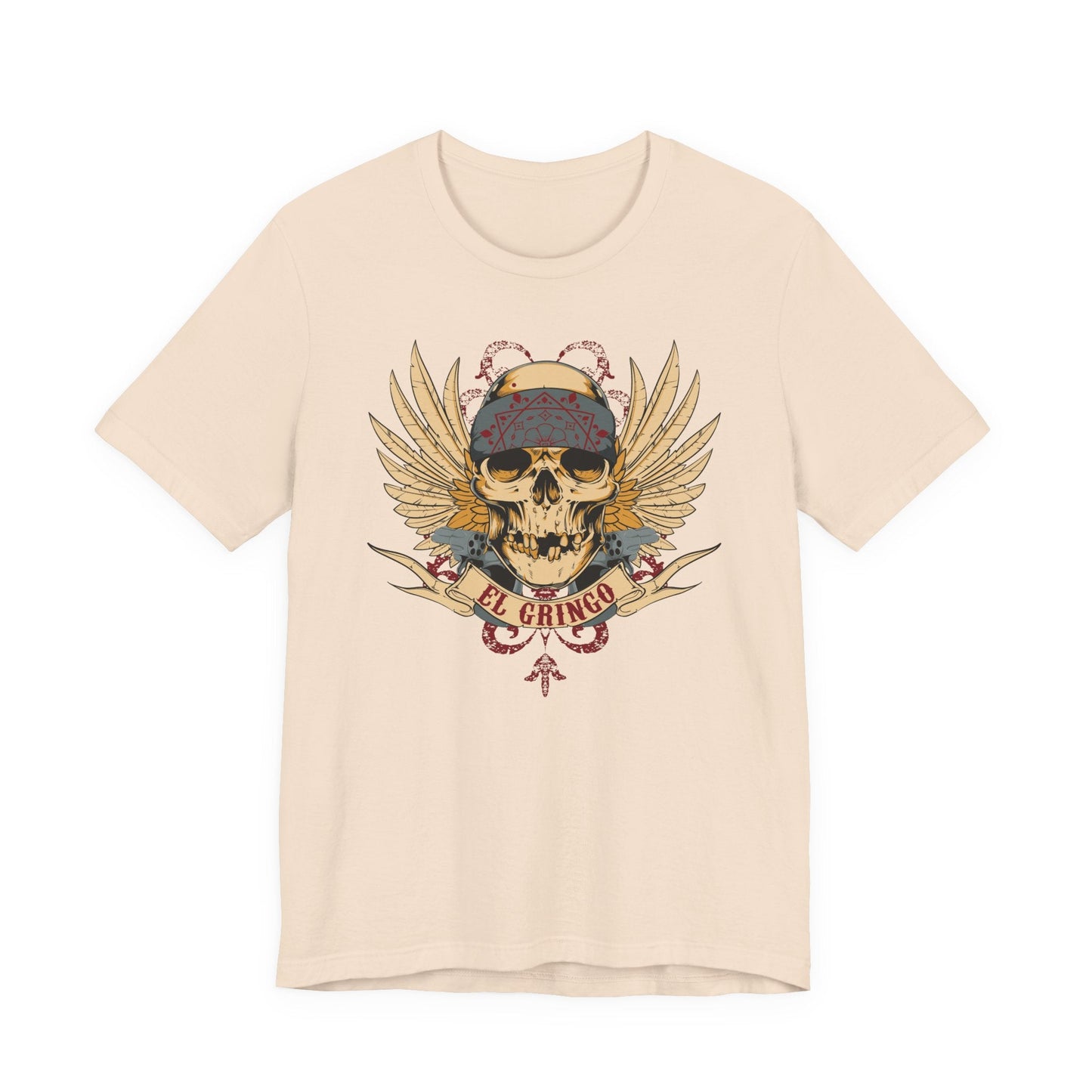 El Gringo Skull with Wings T-Shirt Vintage Tattoo Style Art-53