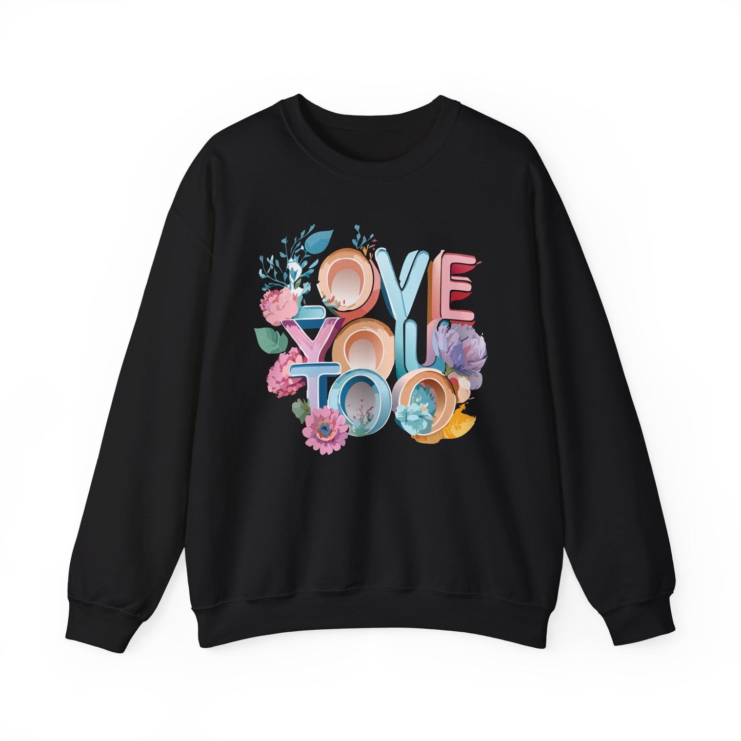 Floral Love Sweatshirt Valentines Day Unisex Crewneck Gildan 18000 Heavy Blend Warm