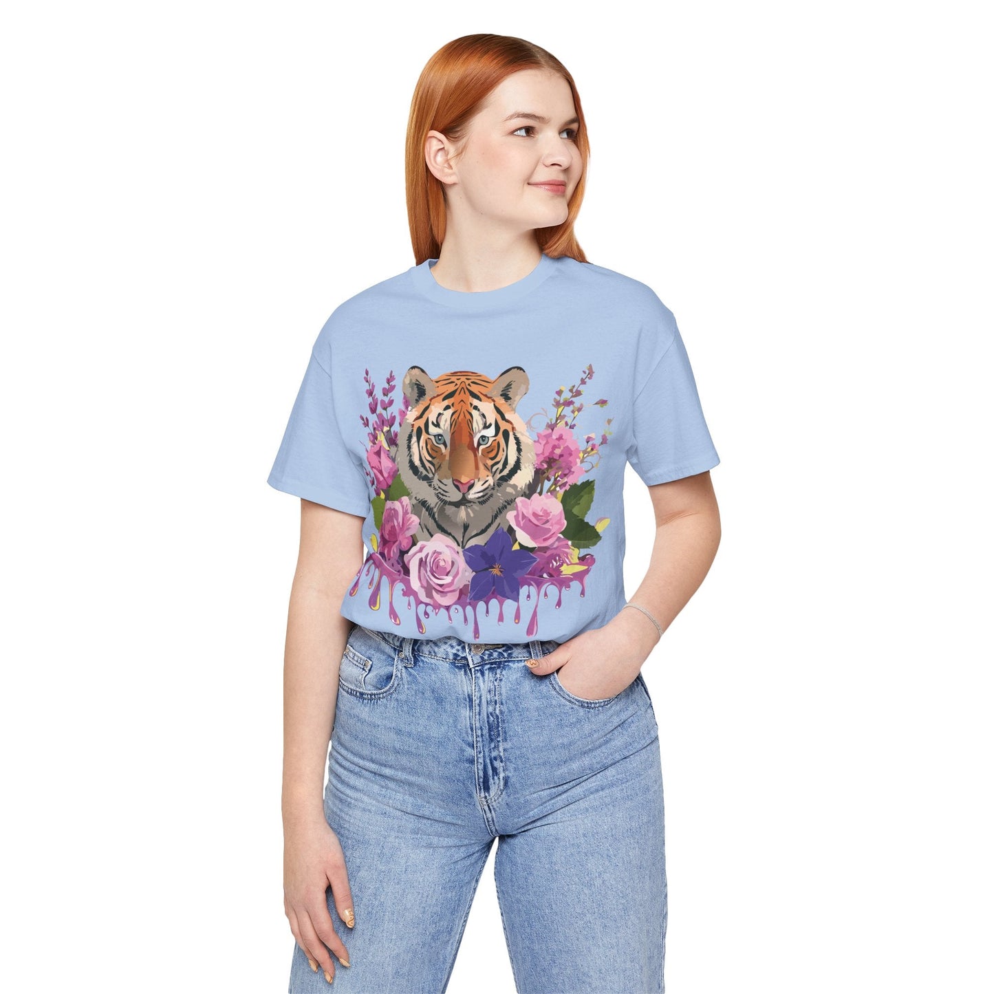 Tiger Graphic Tee Unisex Short Sleeve Vintage Inspired Art Design By Adelpha Premium