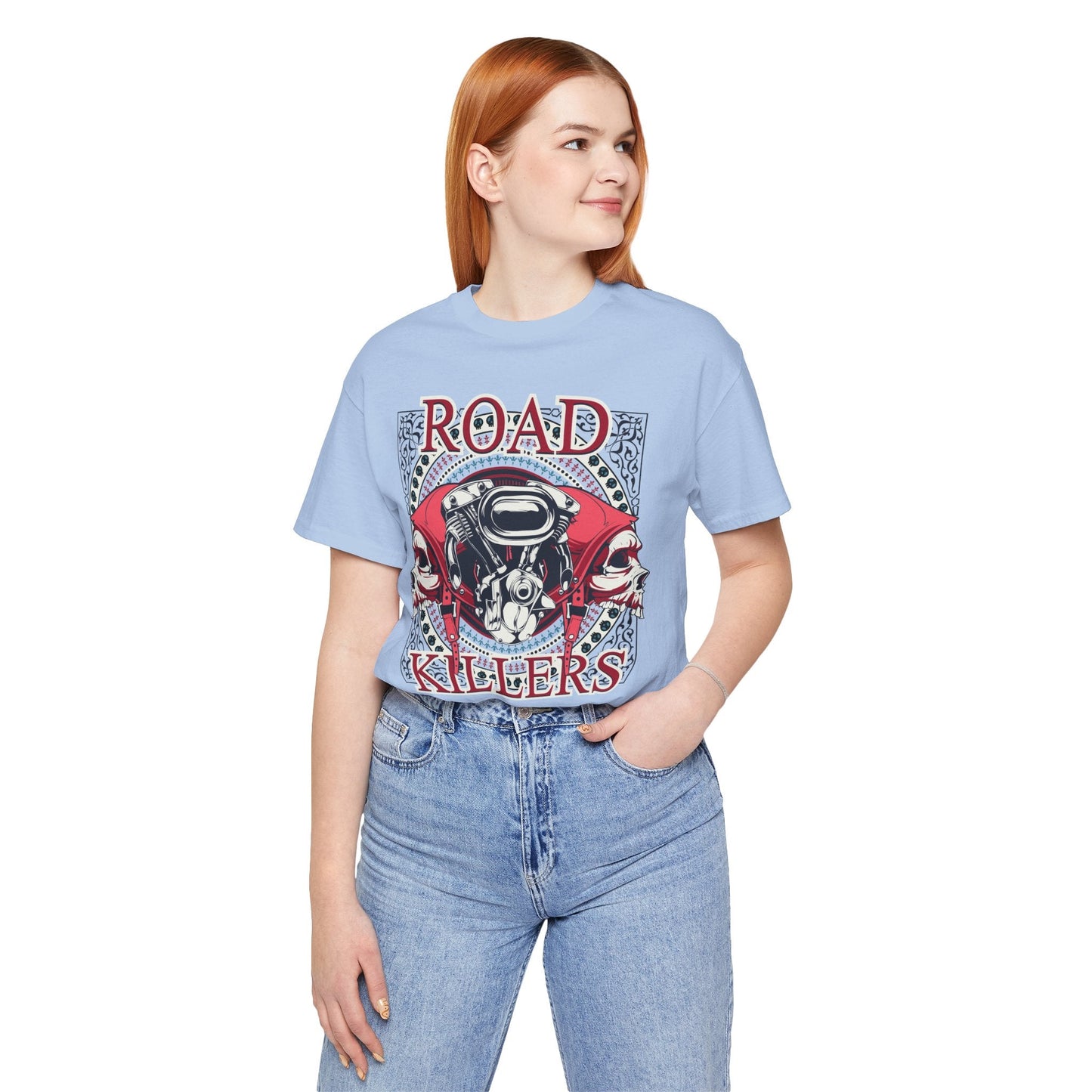 Dark Road Motorcycle Helmet Skull Tee Biker graphic t-shirt G-1