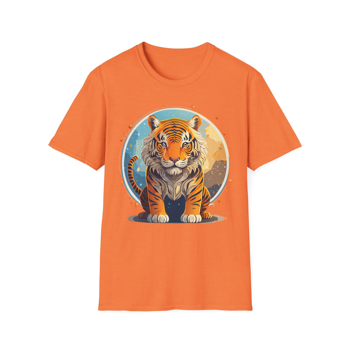 Vintage Tiger Illustration T-Shirt | Retro Sunset Tiger Print