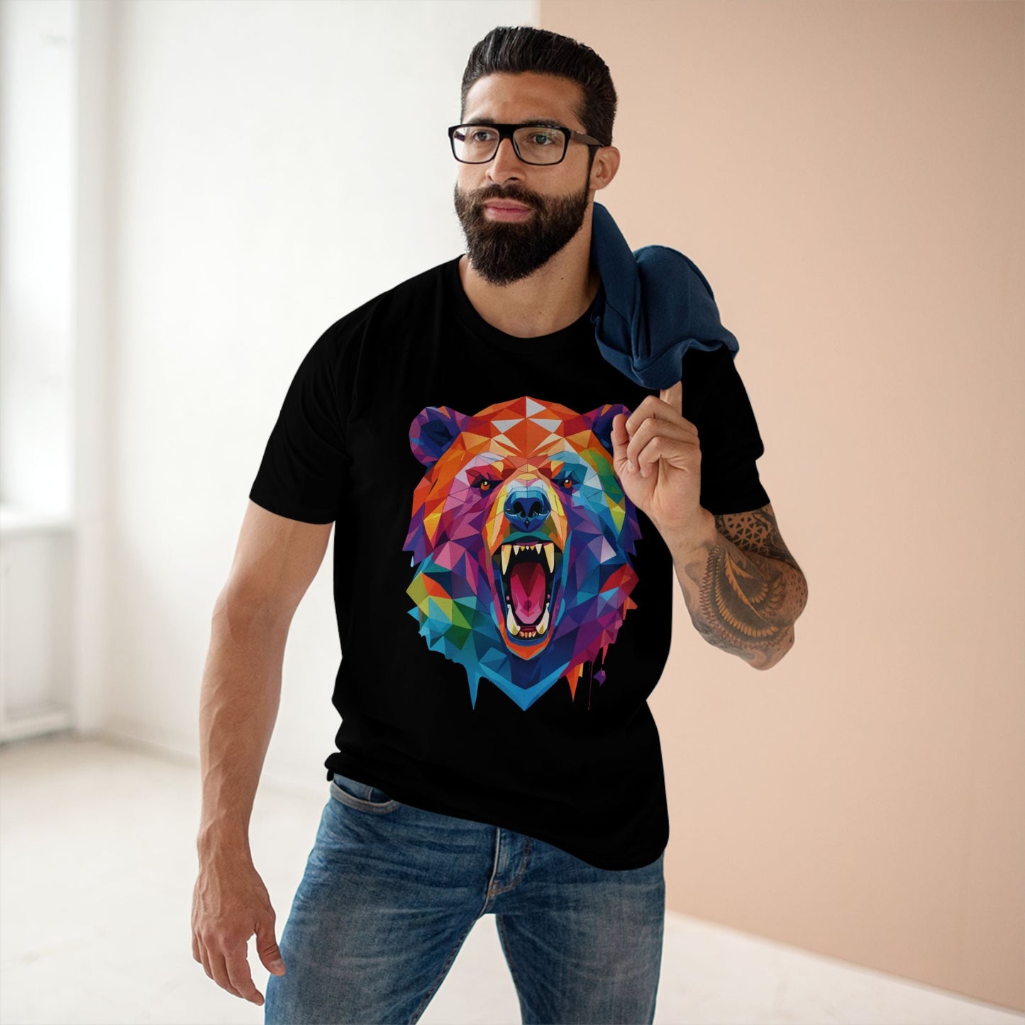 Bear Graphic Unisex 100 Cotton Staple Tee with Animal Design Artwork 15