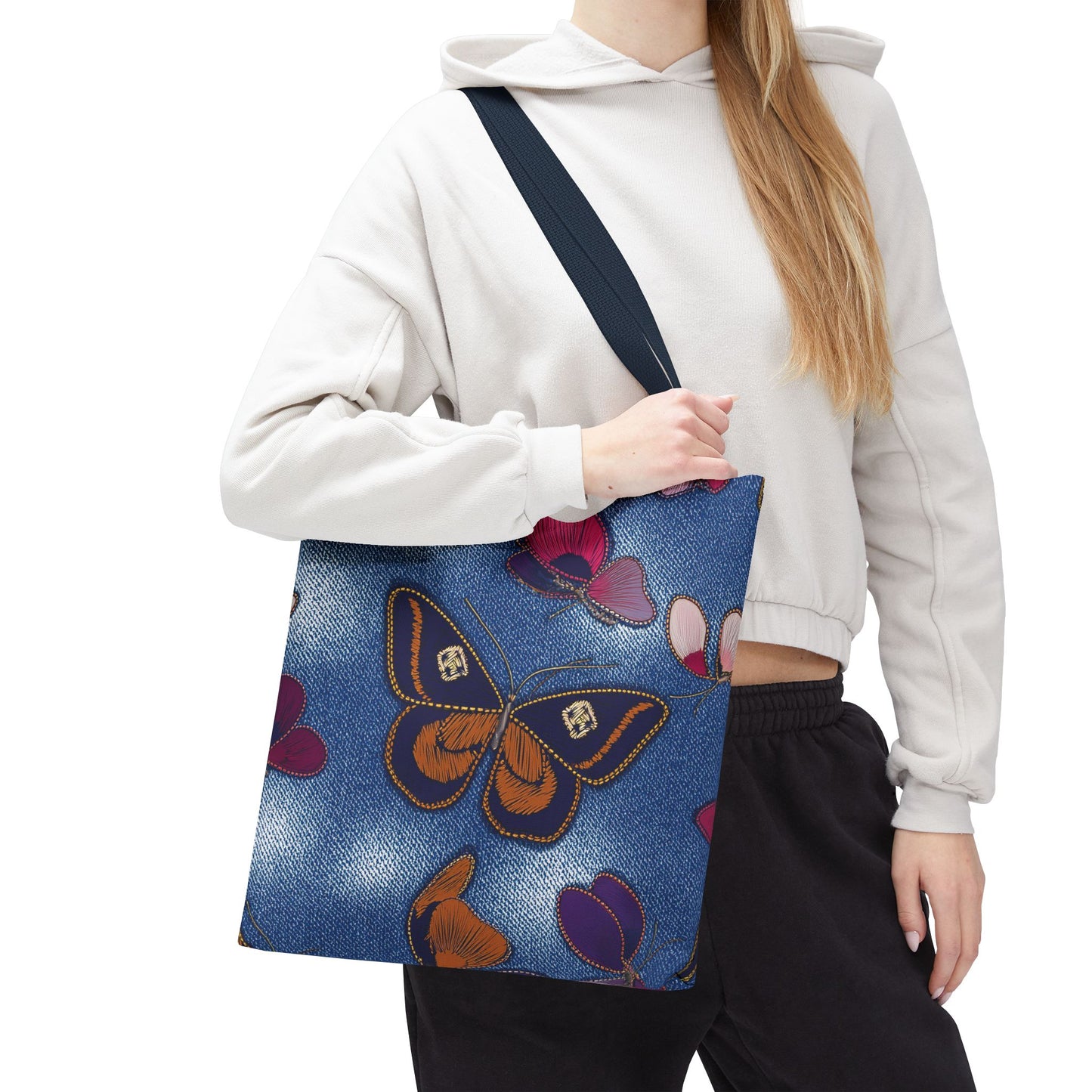 Denim Fabric Imitation Print Unisex Canvas Bag Poly Spun 3 Sizes Tote Bag 174