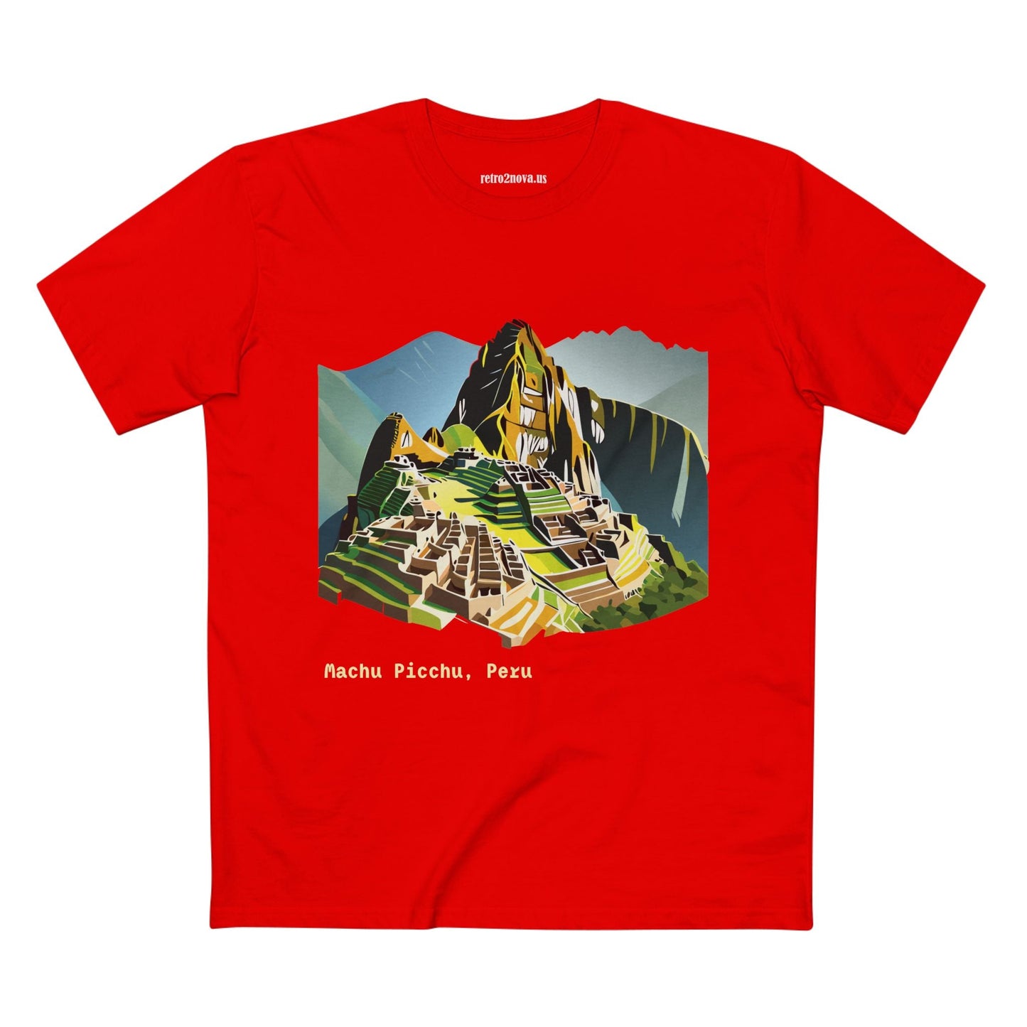 Retro2Nova Machu Picchu Travel Shirt Unisex Art Tee Premium Cotton Staple Tee With Original Design