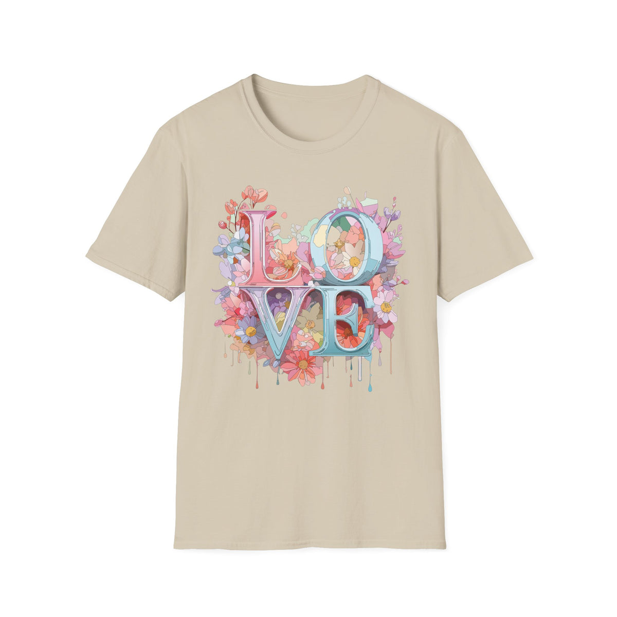 Floral LOVE Typography T-Shirt | Flower Letters Tee