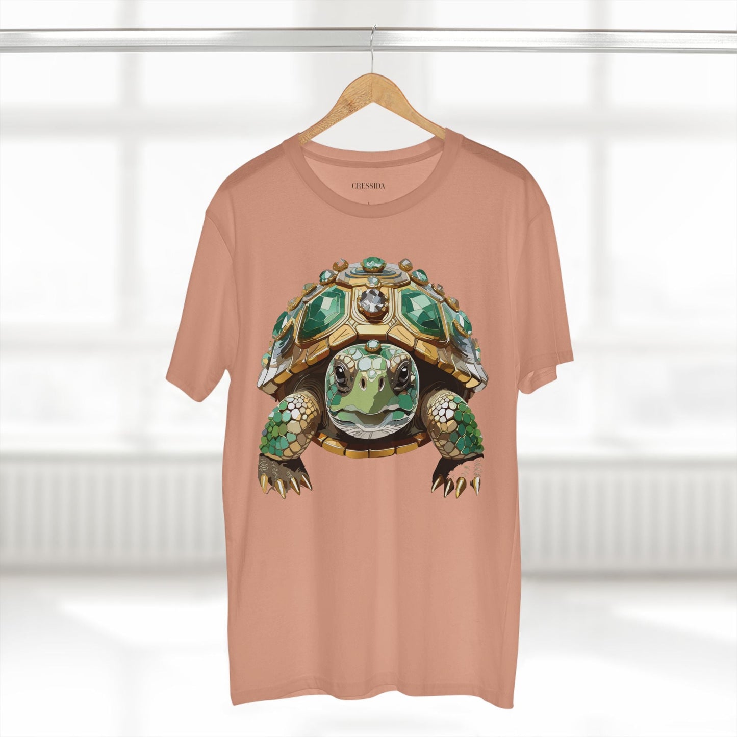 Turtle Graphic Unisex 100 Cotton Tee With Unique Animal Golden Medallion Art Design 31