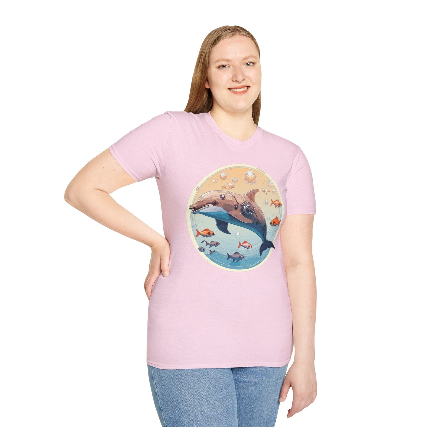 Dolphin Shirt Unisex Softstyle Tee 100 Percent Ring Spun Cotton Breathable Gildan 64000