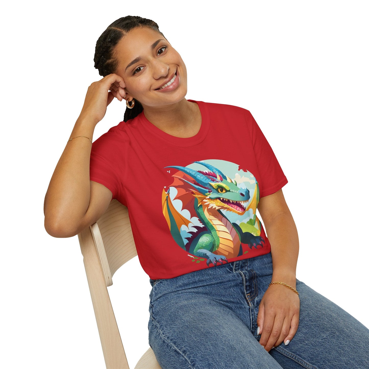 Dragon Graphic Unisex Cotton Softstyle Art Design Tee With Animals 19