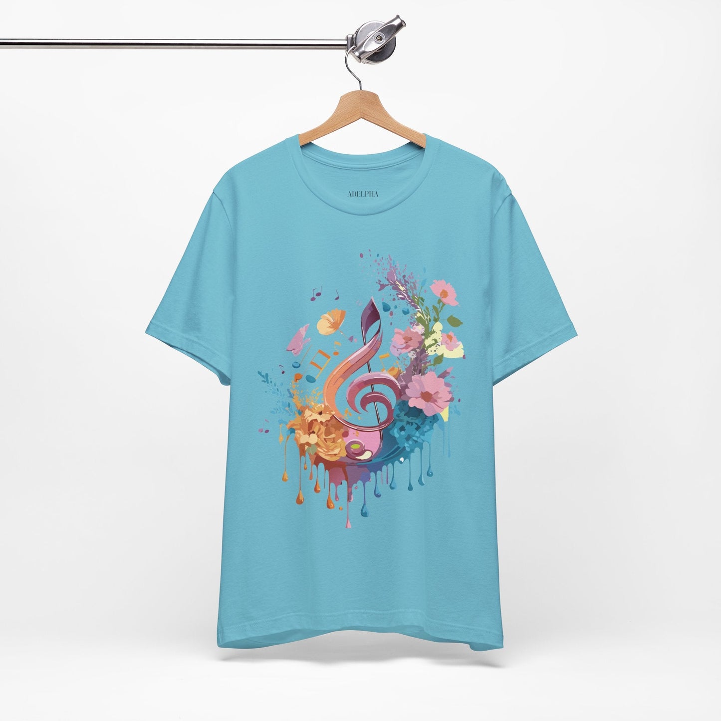 Music Graphic Unisex 100 Cotton Vintage Art with Musical Elements Tee 115
