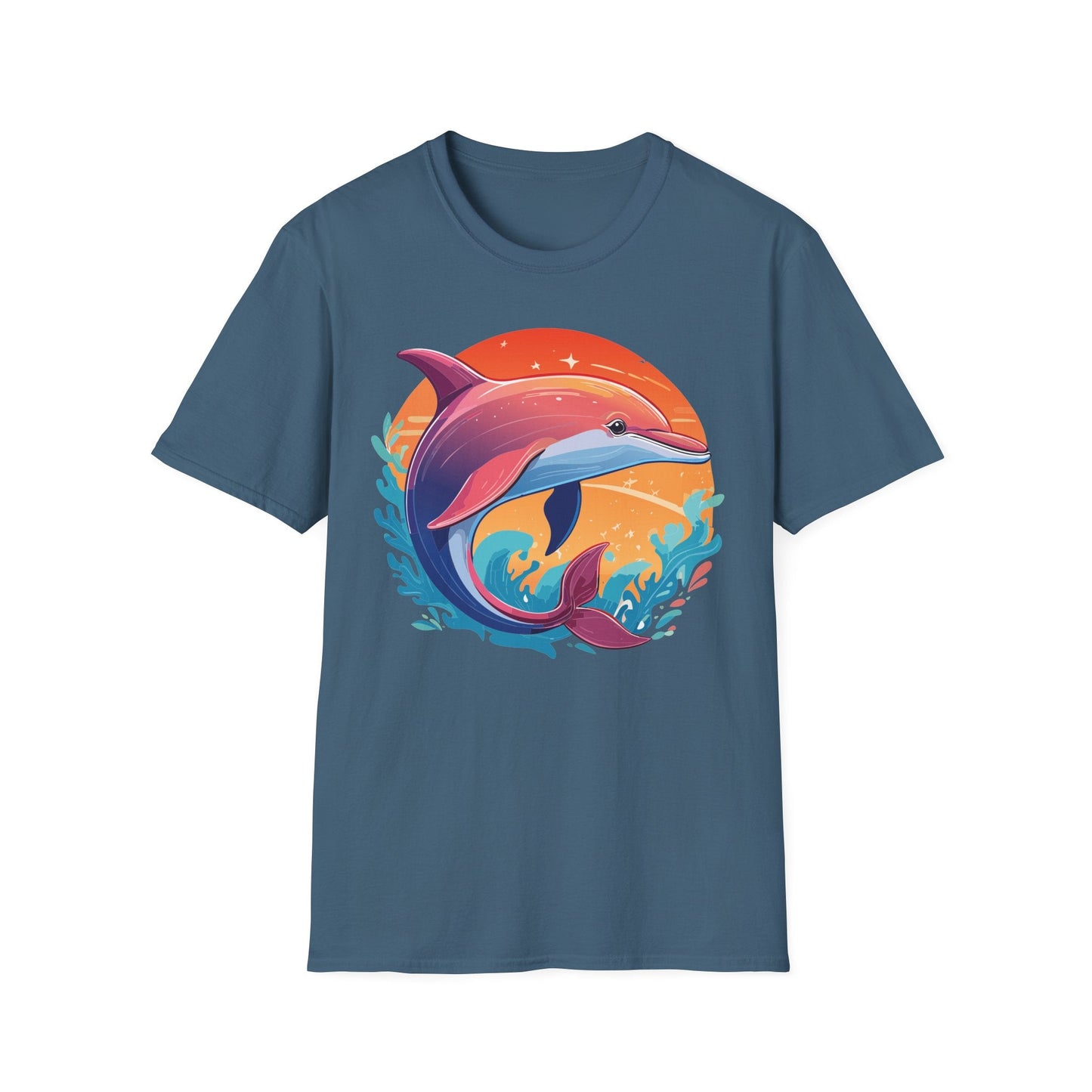 Dolphin Shirt Unisex Tee 100 Percent Ring Spun Cotton Softstyle Gildan 64000 Comfort Fit