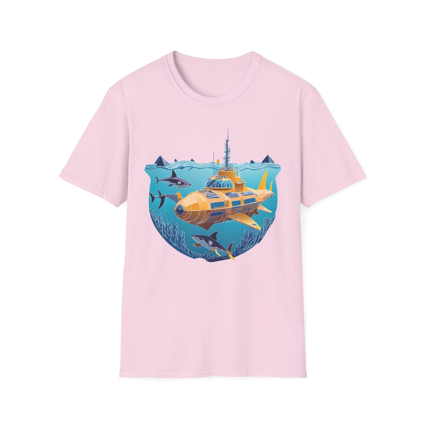 Ocean Tee Shirt Unisex Gildan Softstyle 64000 Ocean Theme Tee With U Boat Design