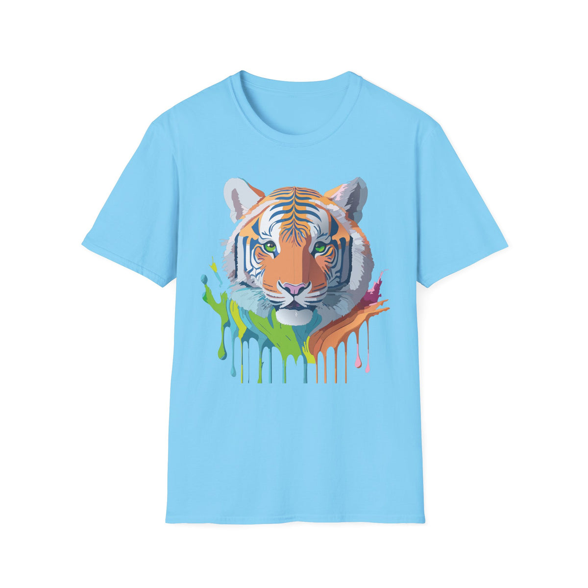 Colorful Tiger Head T-Shirt | Watercolor Drip Animal Shirt