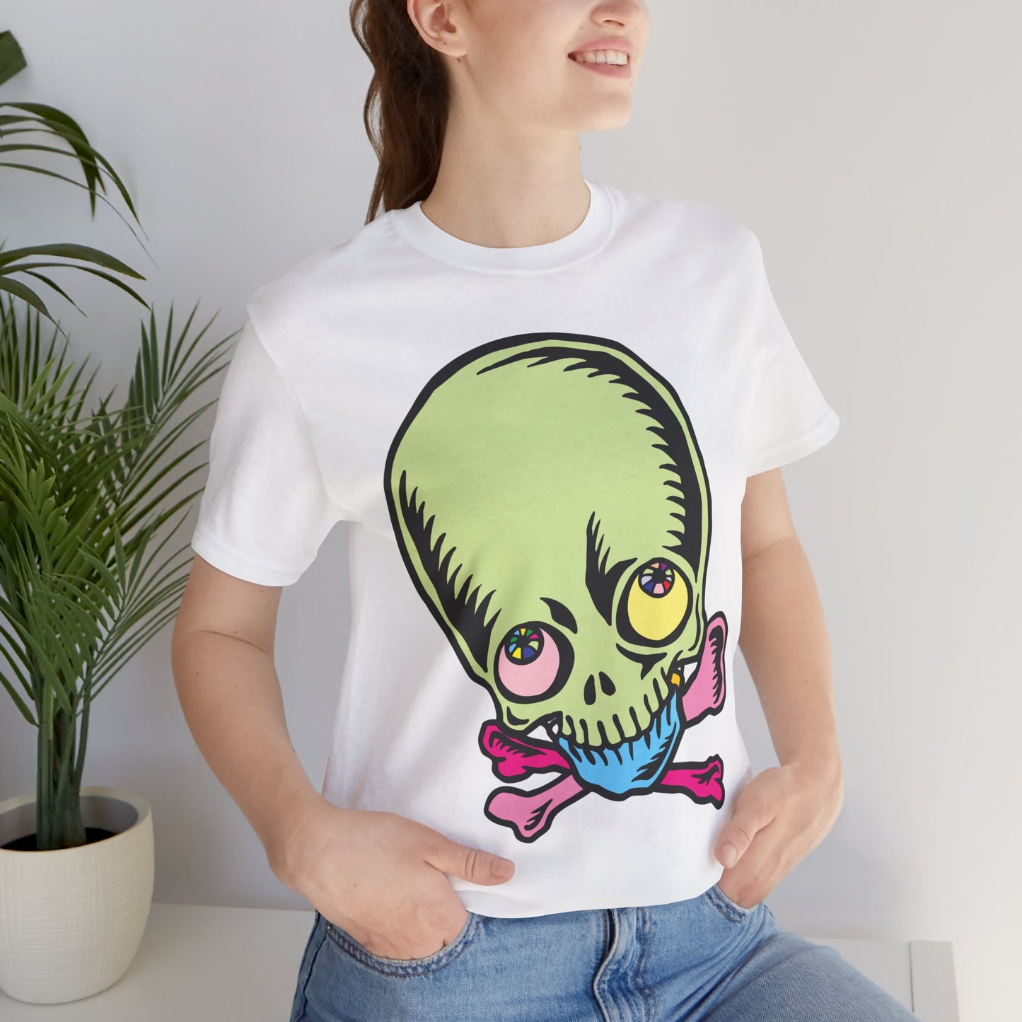 Lt Green Skull Graphic Design Tee, Skull Shirt, Vintage Tees, Art Design T-Shirt, Vintage Graphic Tee, Art Shirts with Skulls