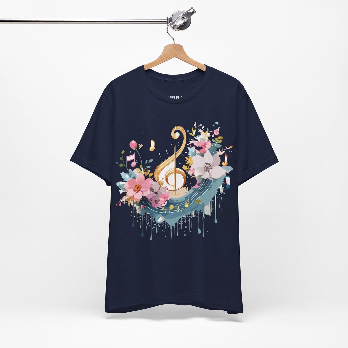 Music Graphic Unisex 100 Cotton Vintage Art with Musical Elements Tee 65