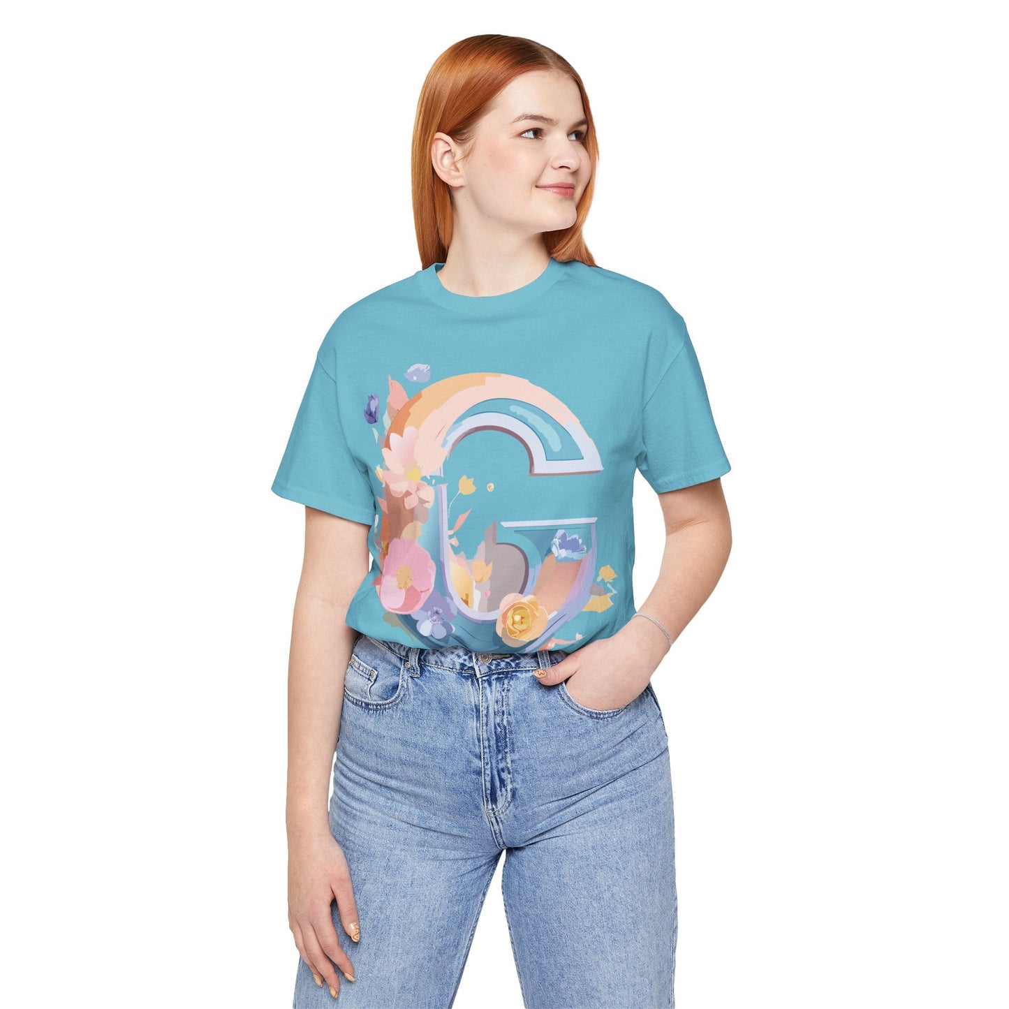 Letter G Graphic Tee Unisex Short Sleeve T Shirt by Adelpha Vintage Inspired Artwork