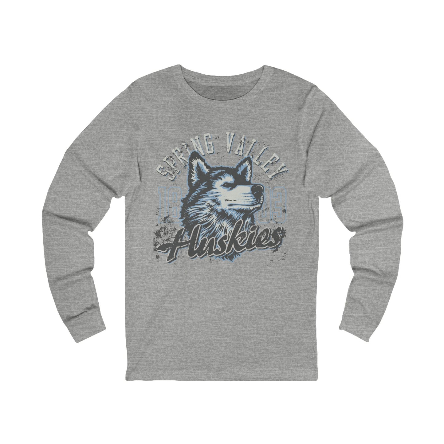 Varan Unisex Spring Valley Huskies Long Sleeve Tee, Sports Logo Jersey Shirt, Sports T-Shirts with Long Sleeves