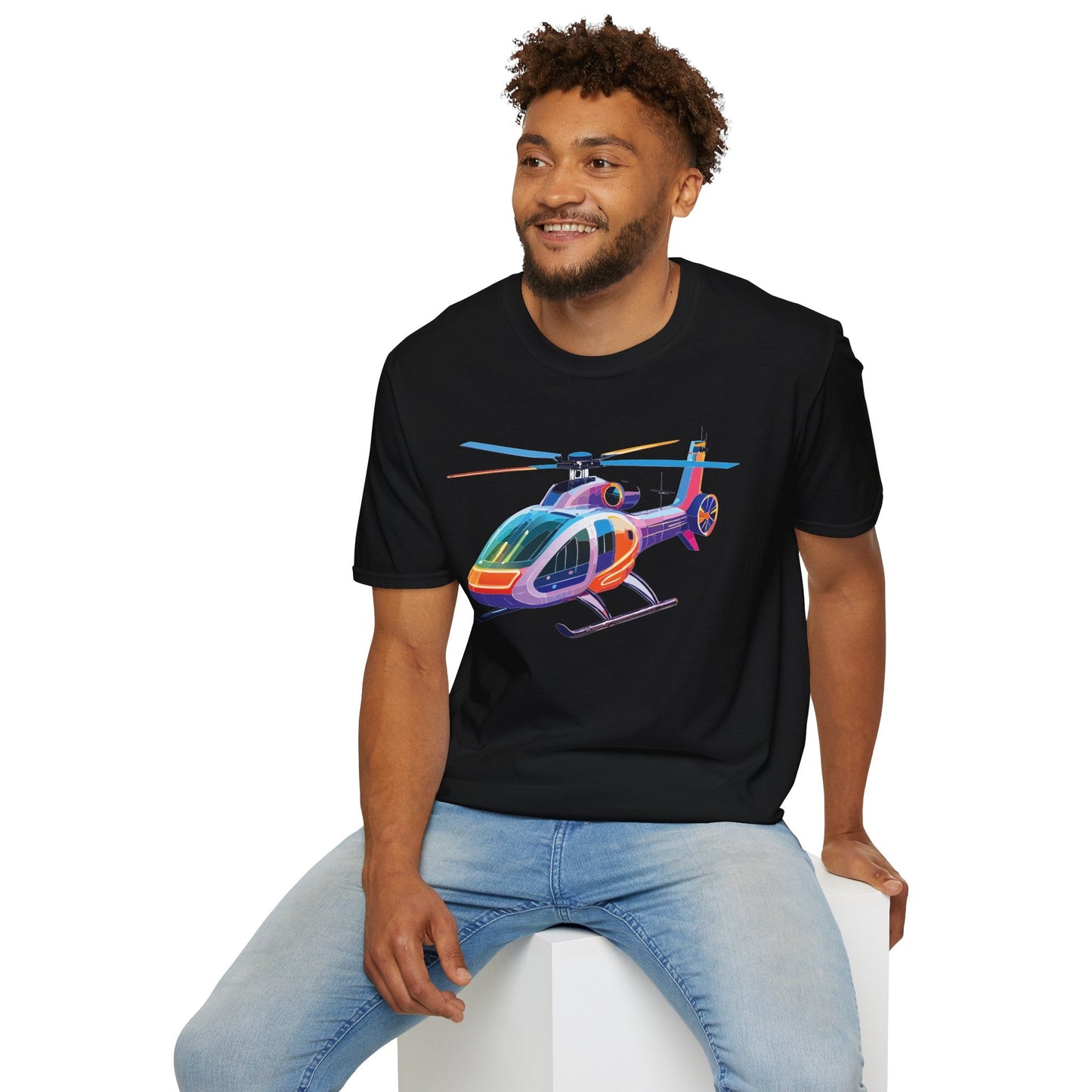 Chopper Helicopter Graphic Unisex Cotton Softstyle Short Sleeve Tee 7