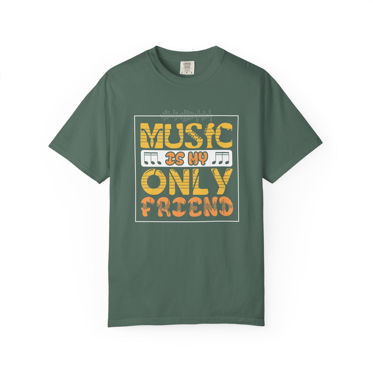 Music Is My Only Friend T-Shirt Retro Typography Musical Notes Unisex Cotton Tee 069
