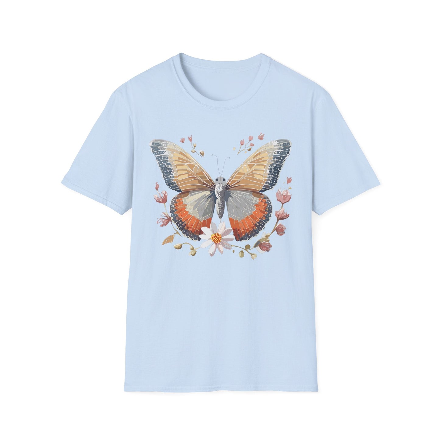 Unisex Butterfly T Shirt Softstyle Gildan 64000 Comfortable Durable Tee For Everyday Wear