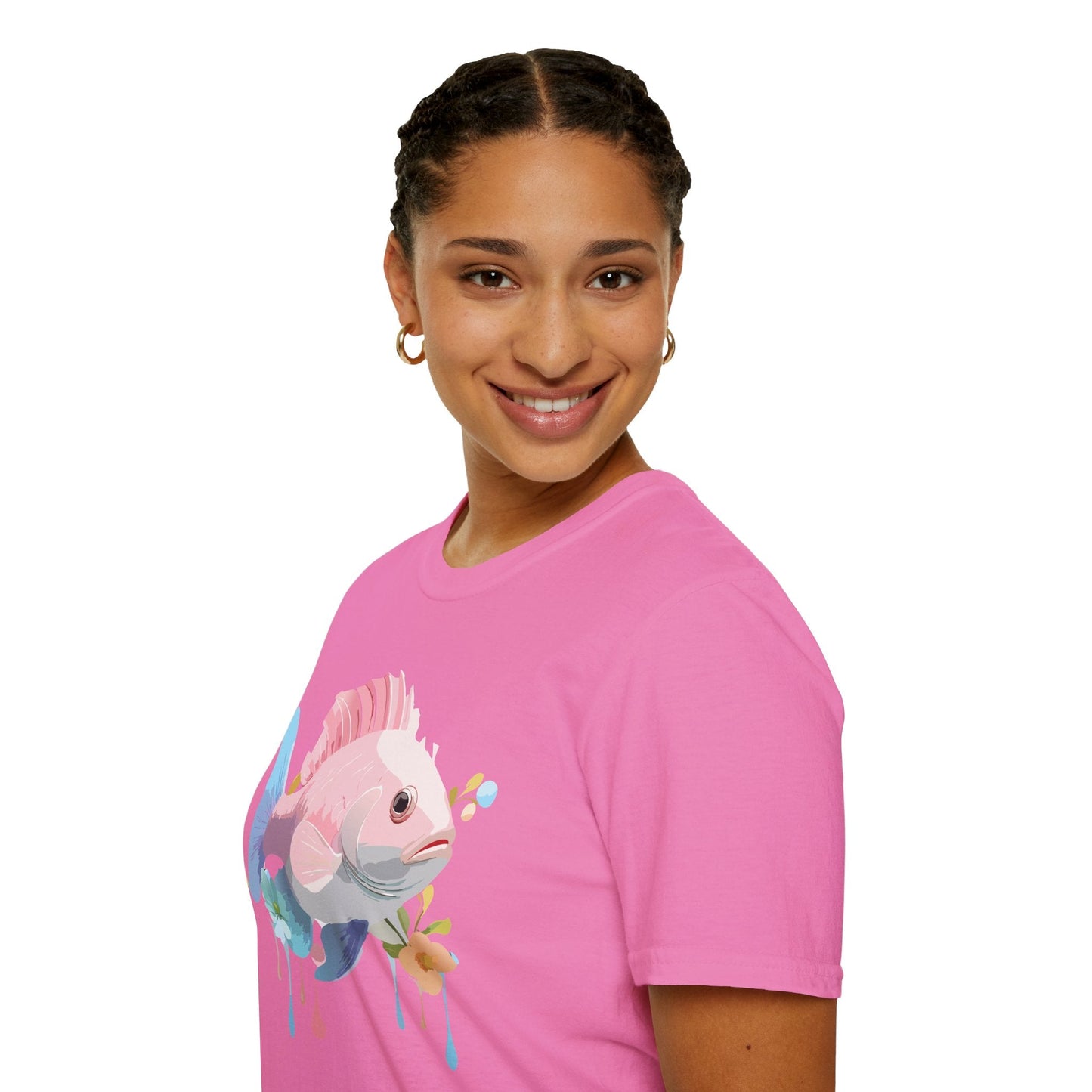 Fish Art Design Shirt Unisex Graphic Tee With Fish Illustration Gildan Softstyle 64000