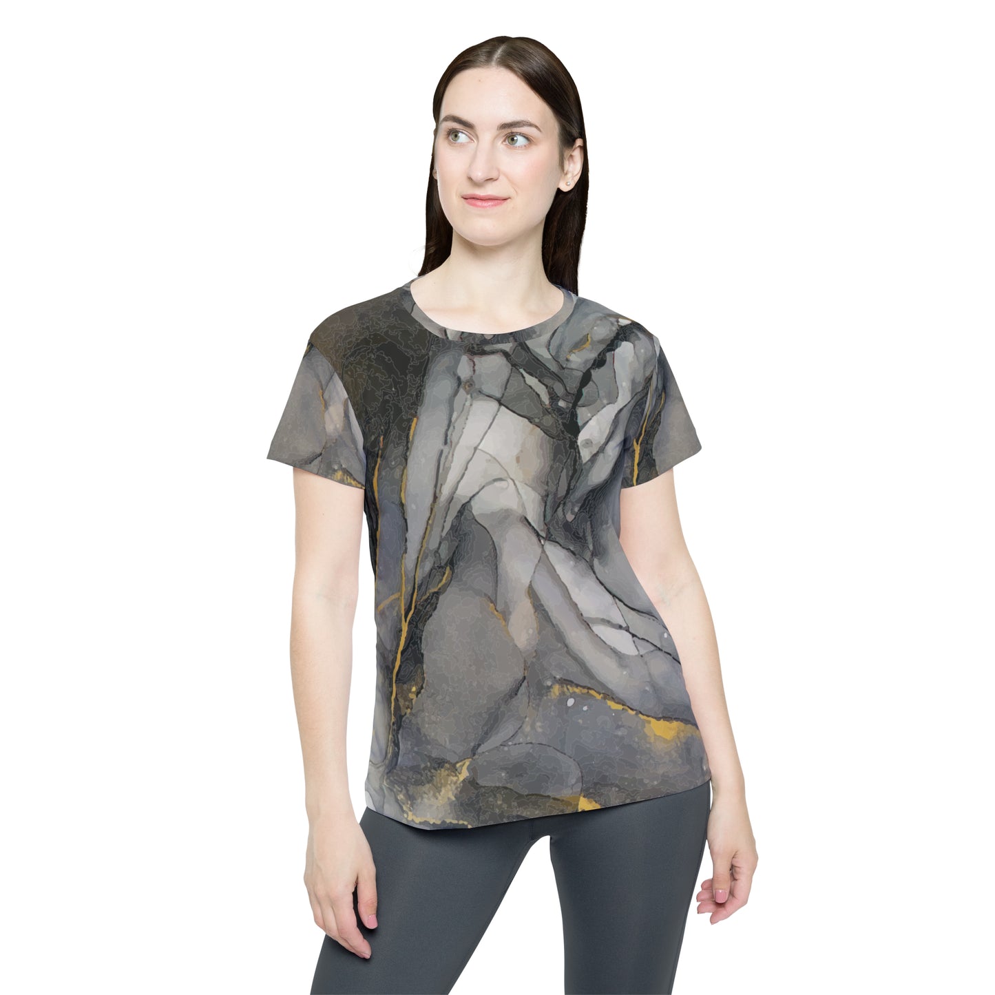 Poly Jersey Tee Shirt with abstract prints