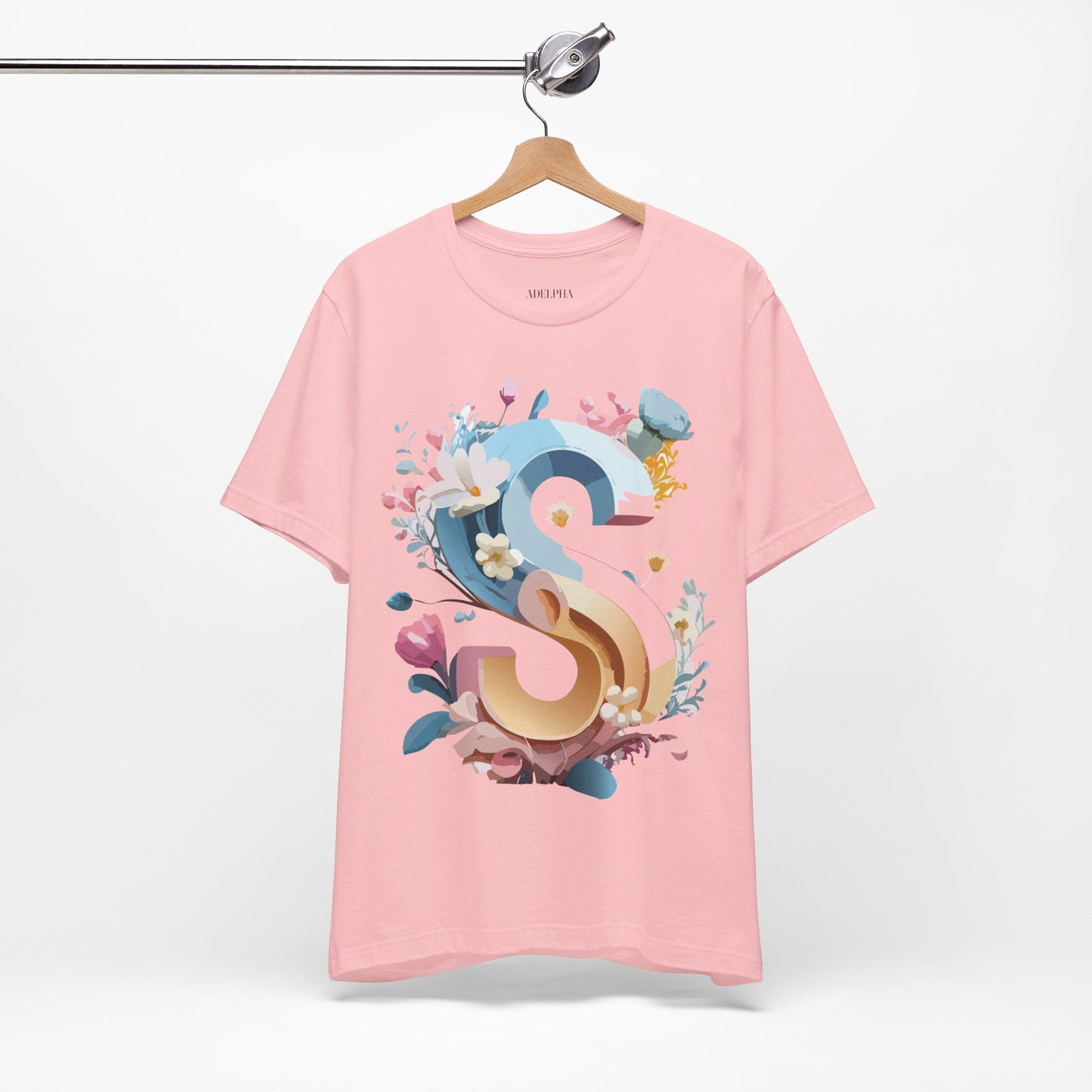 Letter S Shirt Graphic Tee Unisex Short Sleeve Vintage Inspired Adelpha Art Design