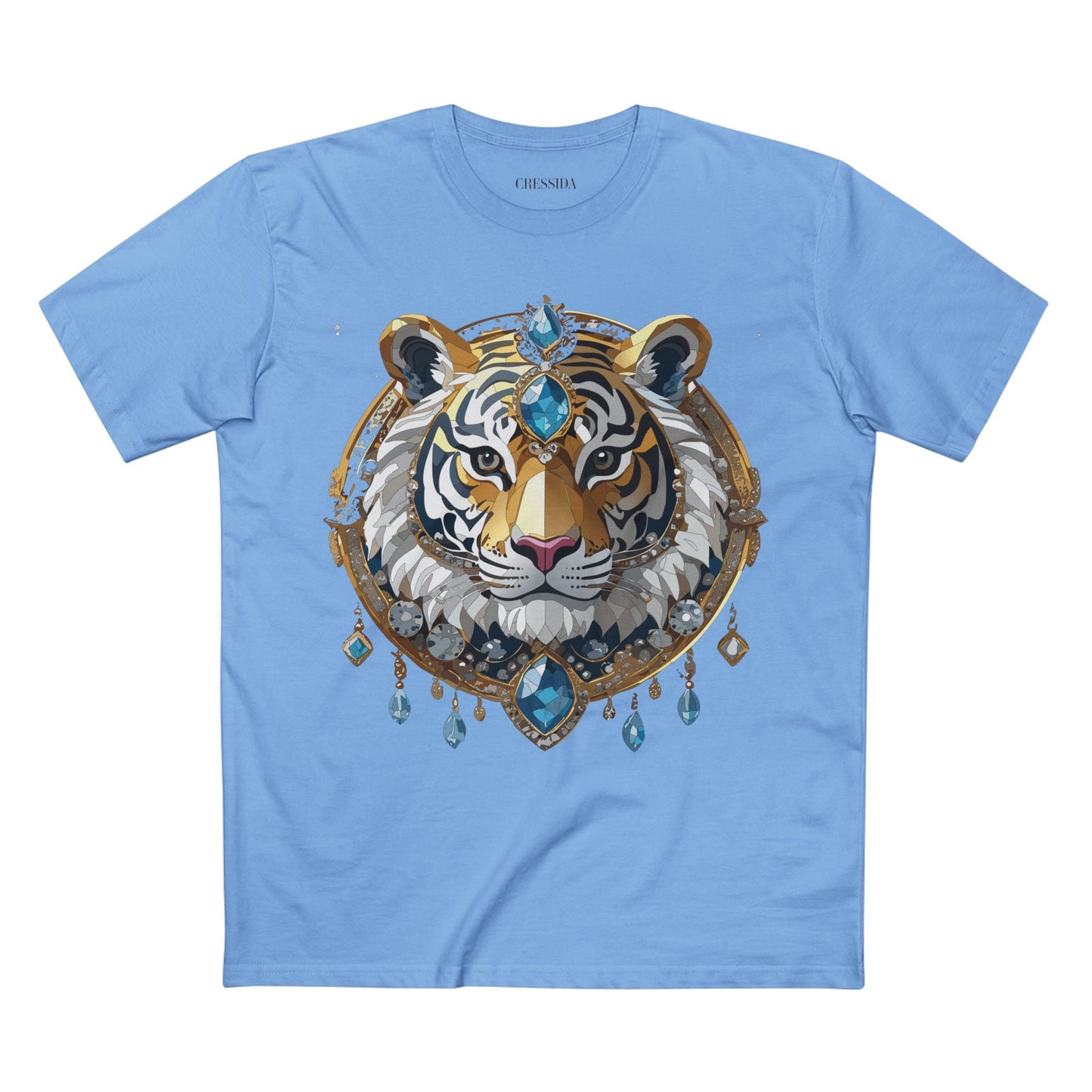 Tiger Graphic Unisex 100 Cotton Tee With Unique Animal Golden Medallion Art Design 54