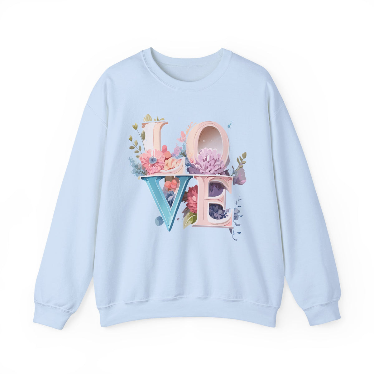 Floral Love Graphic Valentine's Day Sweatshirt Unisex 50/50 Cotton-Poly Sweatshirt w50