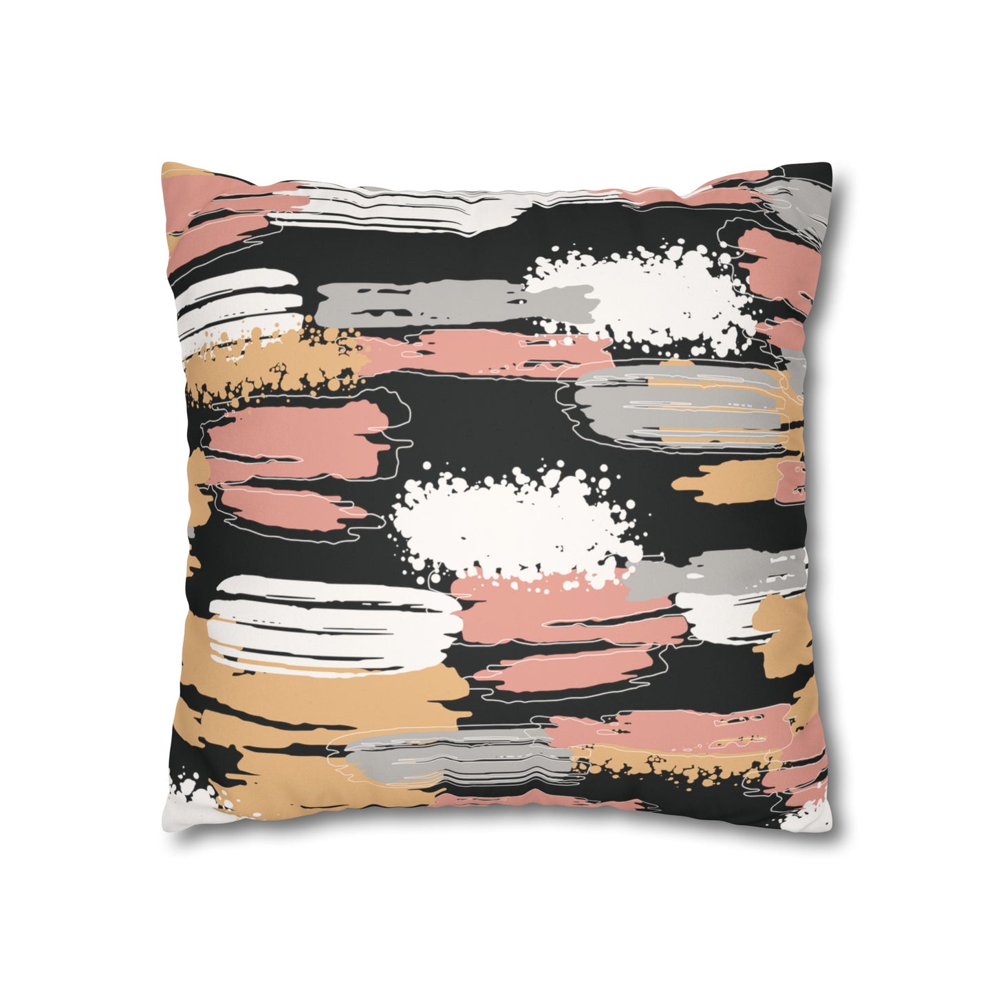 Faux Suede Pillowcase with Abstract print