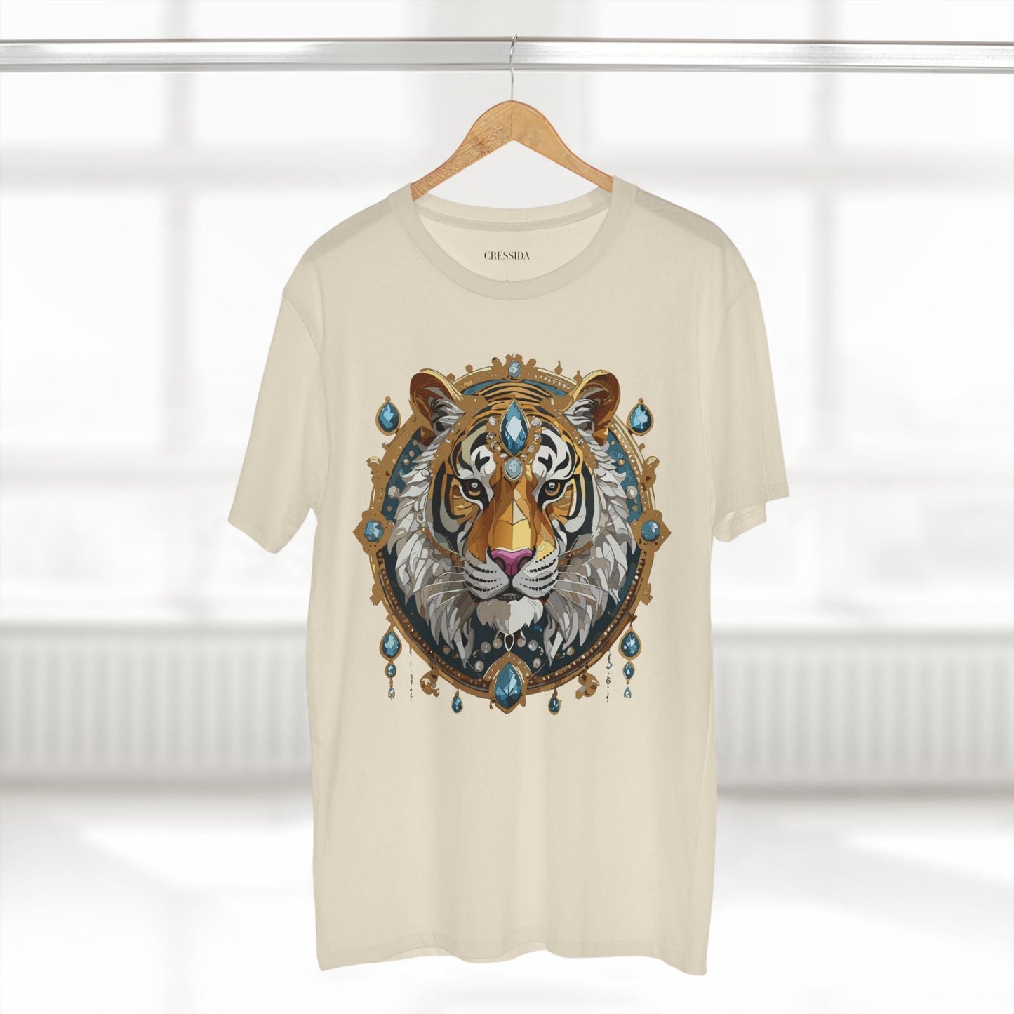 Tiger Graphic Unisex 100 Cotton Tee With Unique Animal Golden Medallion Art Design 51