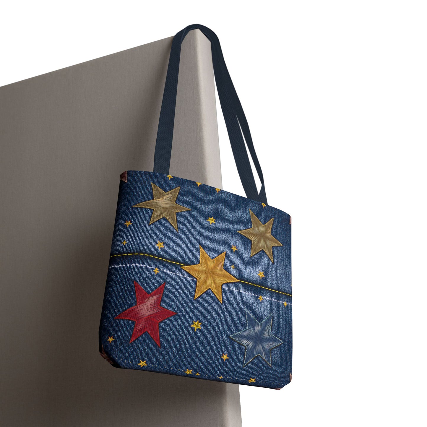 Denim Fabric Imitation Print Unisex Canvas Bag Poly Spun 3 Sizes Tote Bag 181-3