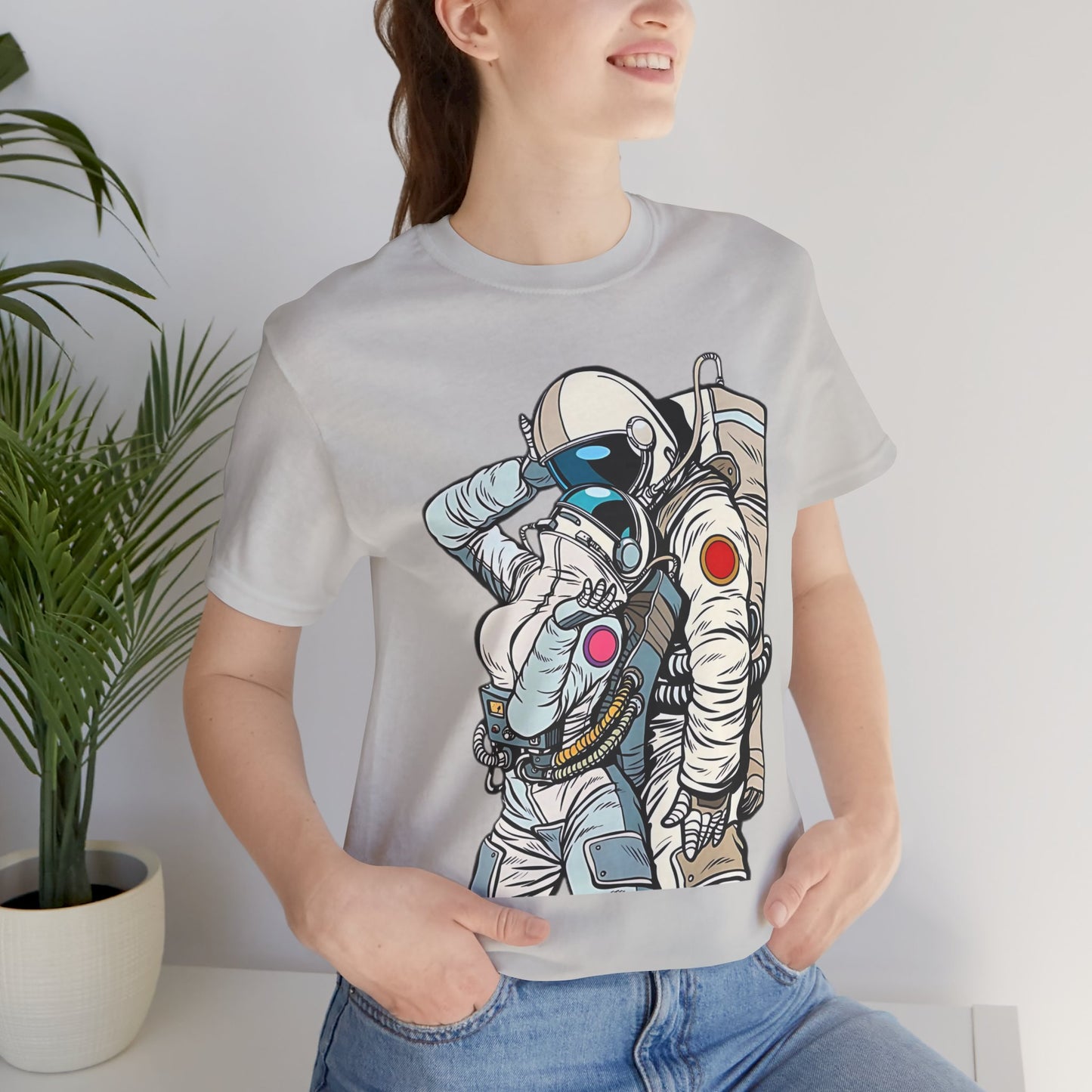 Unisex Astronaut T-shirt, Space Lovers Tee, Cosmic Top, Astronaut Graphic Tee, Cosmos Graphic T-Shirt, Love Shirt Art T-Shirt