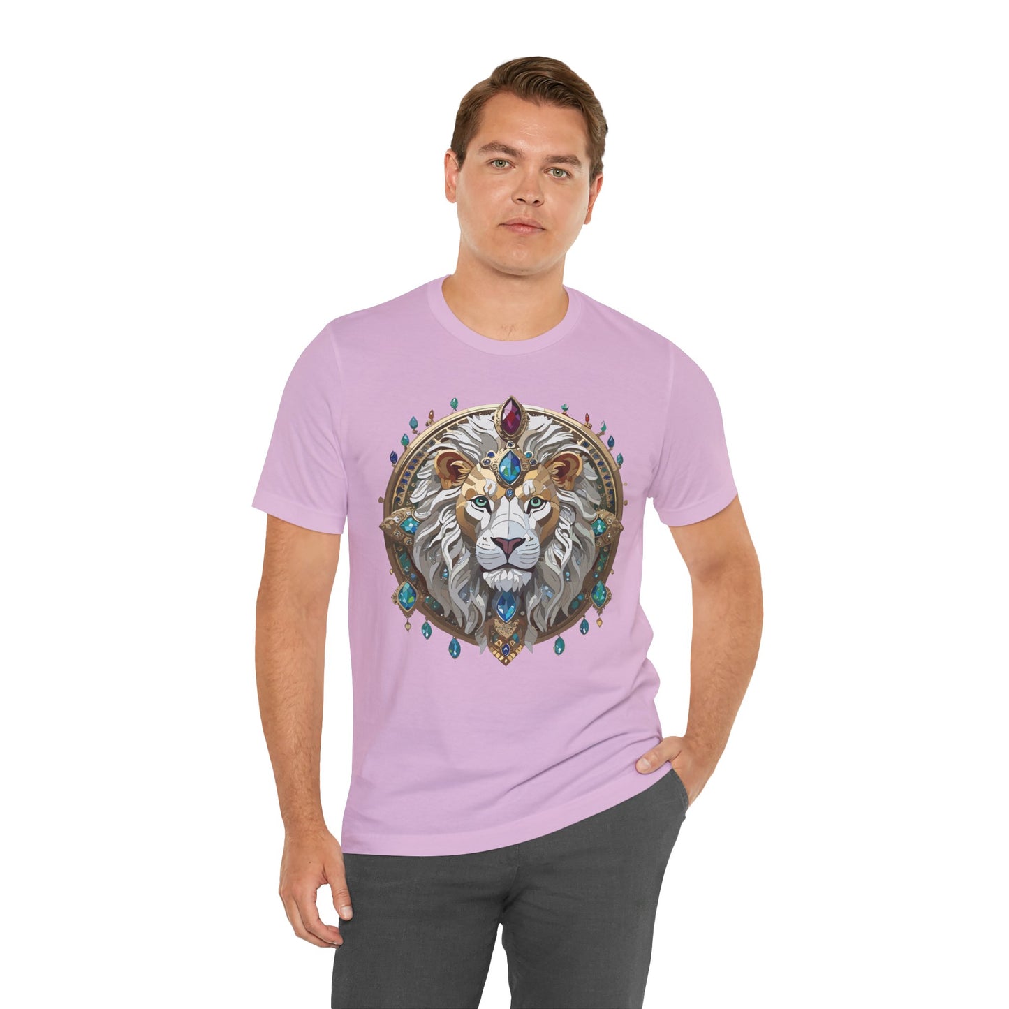 Unisex Lion Graphic Tee, Animal Shirt, Tee Shirt with Lion, Medallion T-Shirt, Animal Medallion Tees