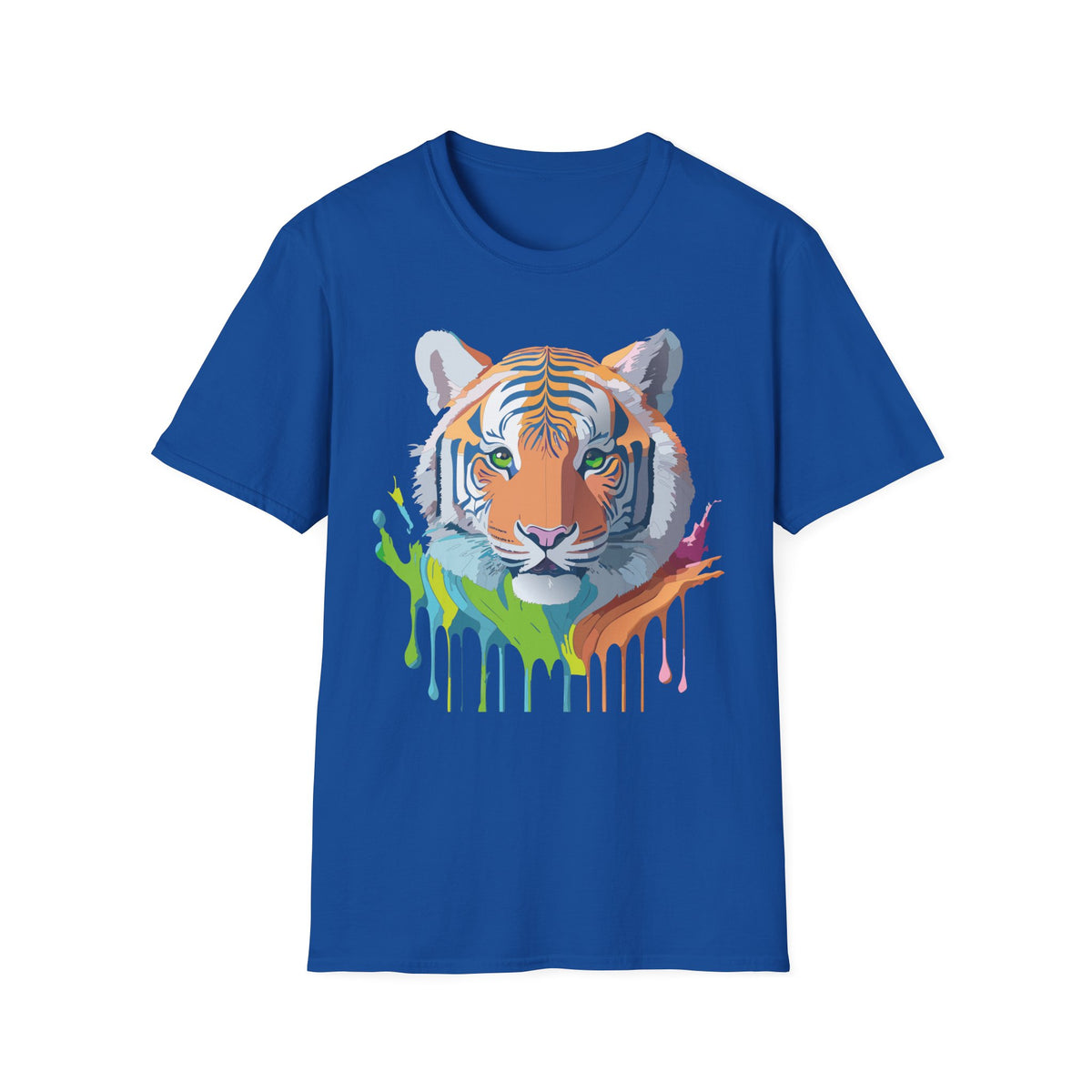 Colorful Tiger Head T-Shirt | Watercolor Drip Animal Shirt
