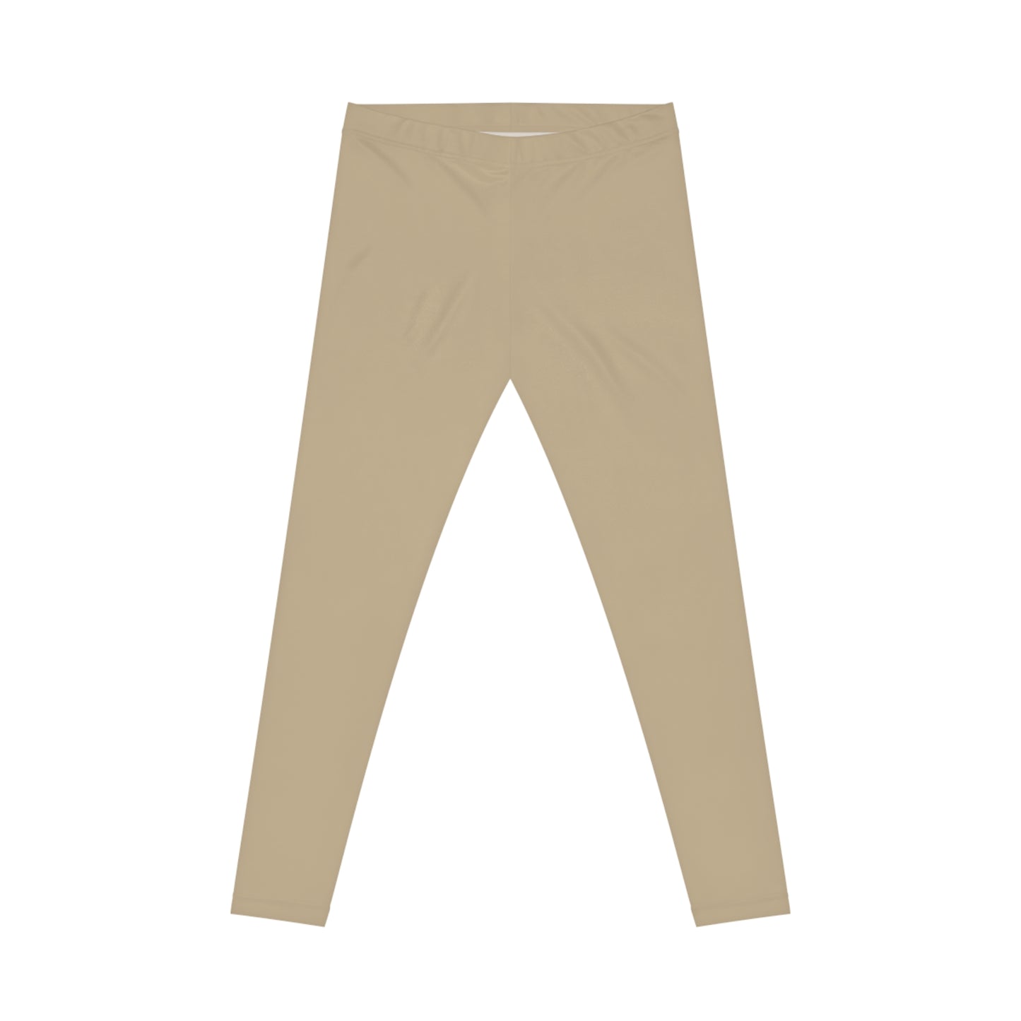 Khaki Beige Color Women's Poly-Span Casual Leggings XS-2XL