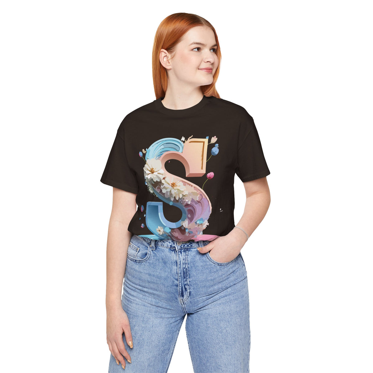 Letter S Graphic Unisex Cotton Bella+Canvas Tee with Art Letter Design