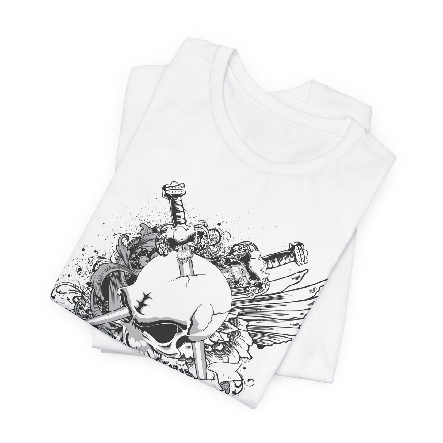 Dagger Skull Graphic Design Tee, Skull Shirt, Vintage Tees, Art Design T-Shirt, Vintage Graphic Tee, Art Shirts with Skulls