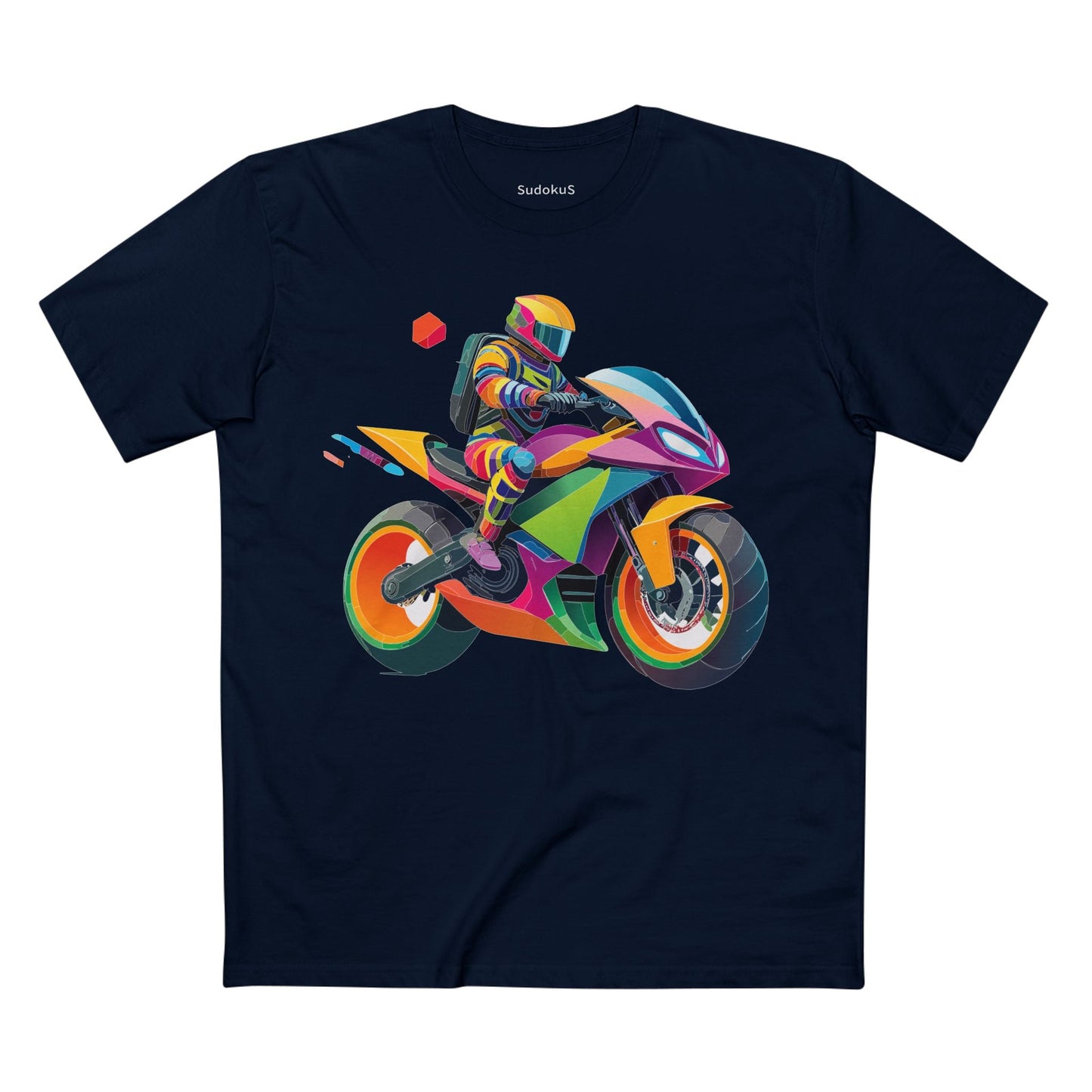 Moto Bike Graphic Unisex 100 Cotton Staple Tee 4
