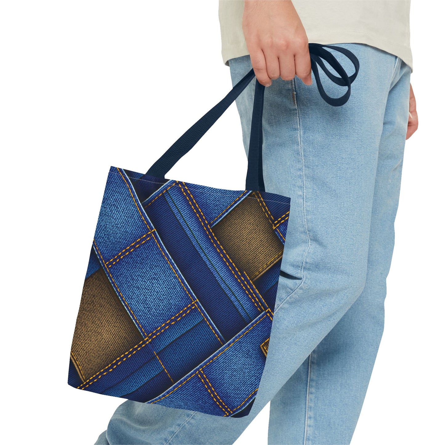 Denim Fabric Imitation Print Unisex Canvas Bag Poly Spun 3 Sizes Tote Bag 147